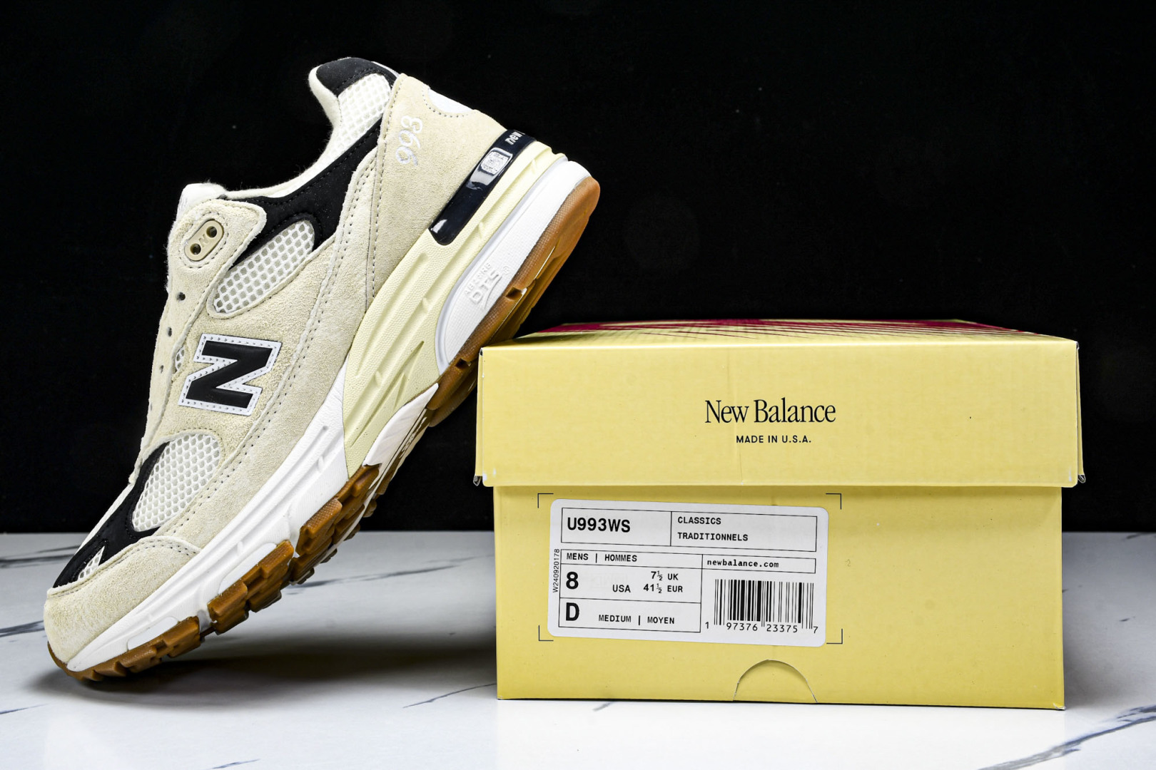  美产 New Balance 993 系列 复古休闲跑步鞋 男女同款 灰黑 U993WS 尺寸36 3