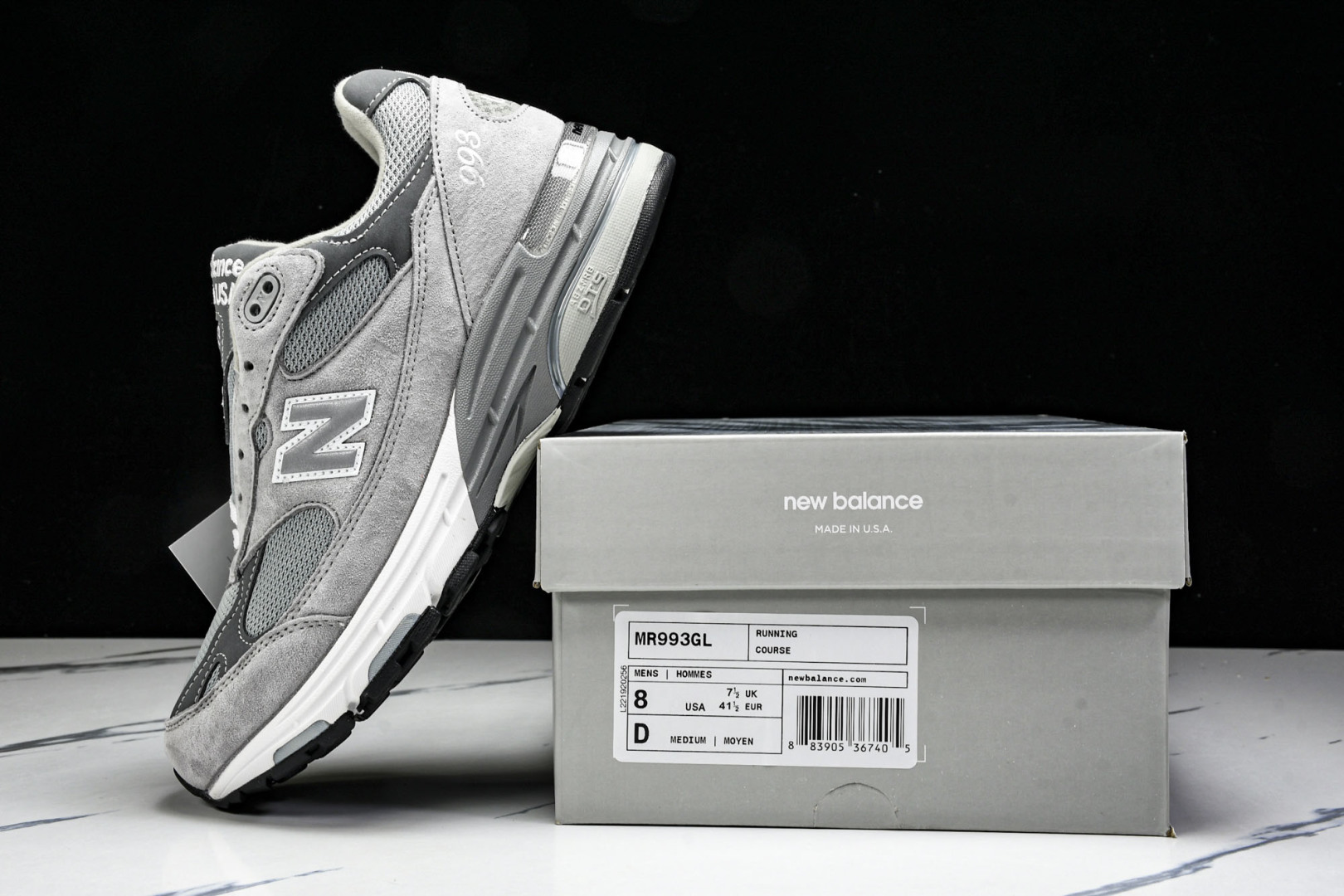  美产 New Balance 993 系列 复古休闲跑步鞋 男女同款 灰色 MR993GL 尺寸36 