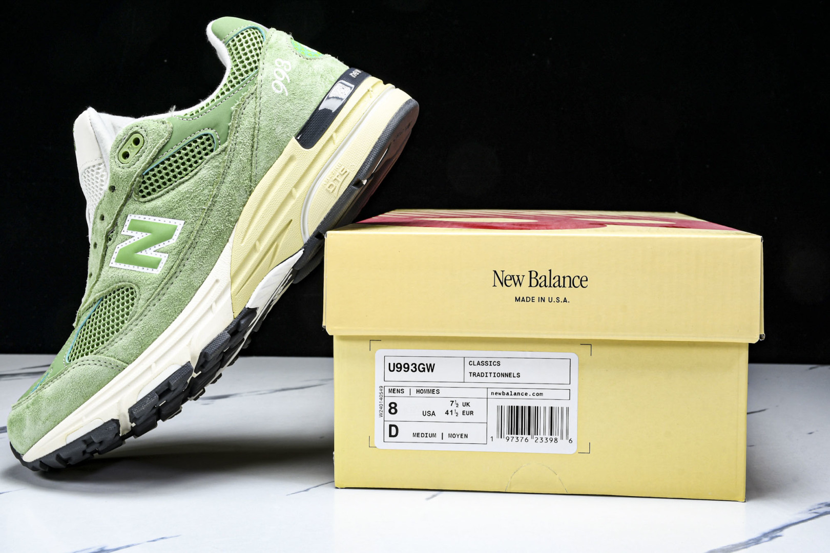  美产 New Balance 993 系列 复古休闲跑步鞋 男女同款 绿色 U993GW 尺寸36 3