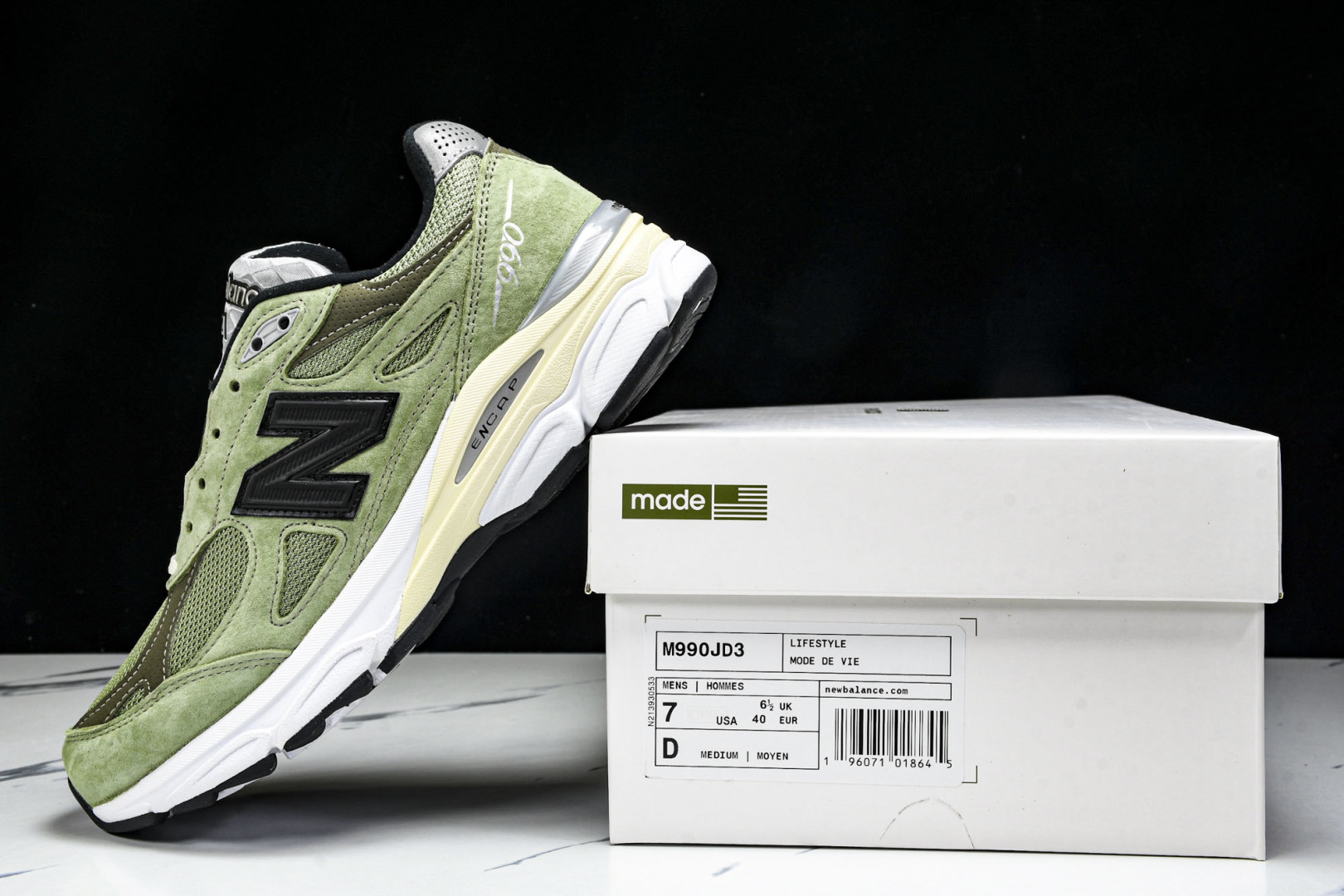  美产 New Balance NB990V3 草绿棕色联名复古跑鞋 M990JD3 尺寸36 37 3