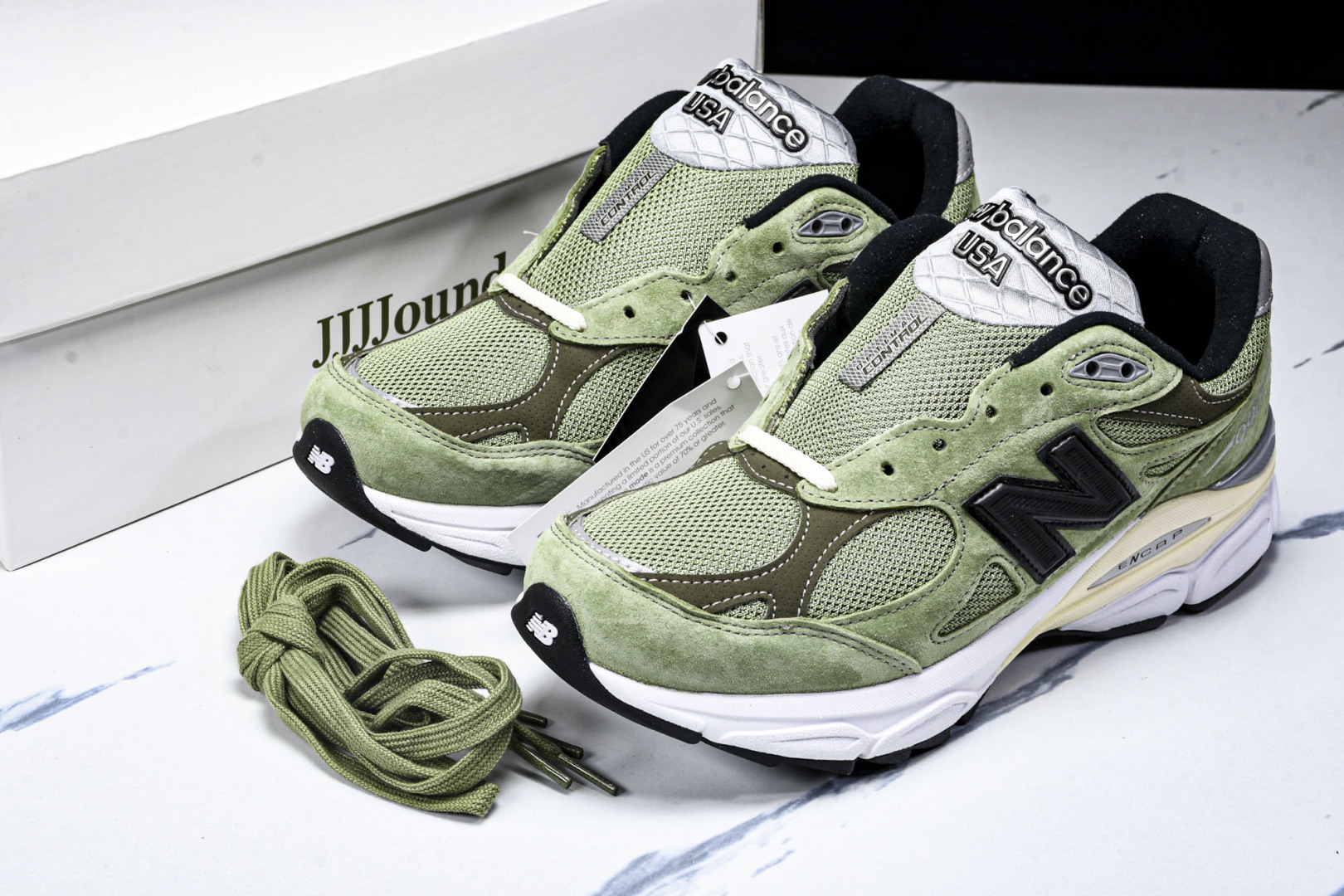  美产 New Balance NB990V3 草绿棕色联名复古跑鞋 M990JD3 尺寸36 37 3