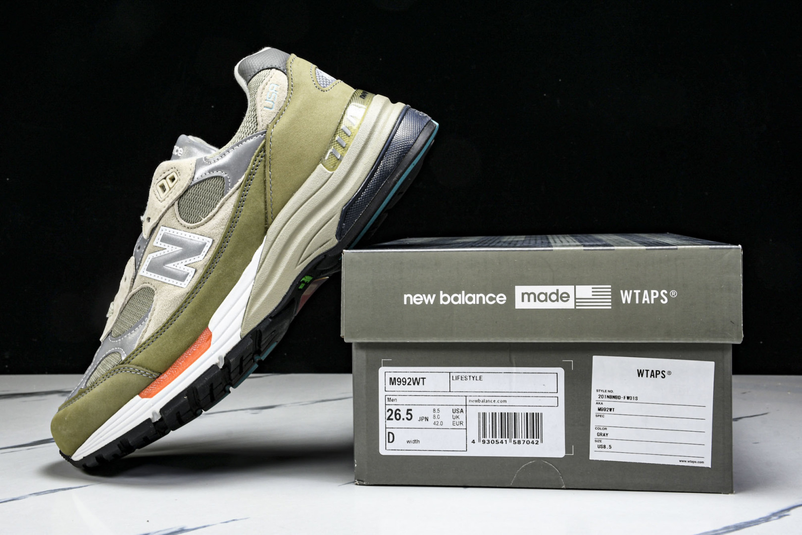  美产 WTAPS x New Balance 992 ＂Olive Drab＂复古休闲跑步鞋 复古休闲