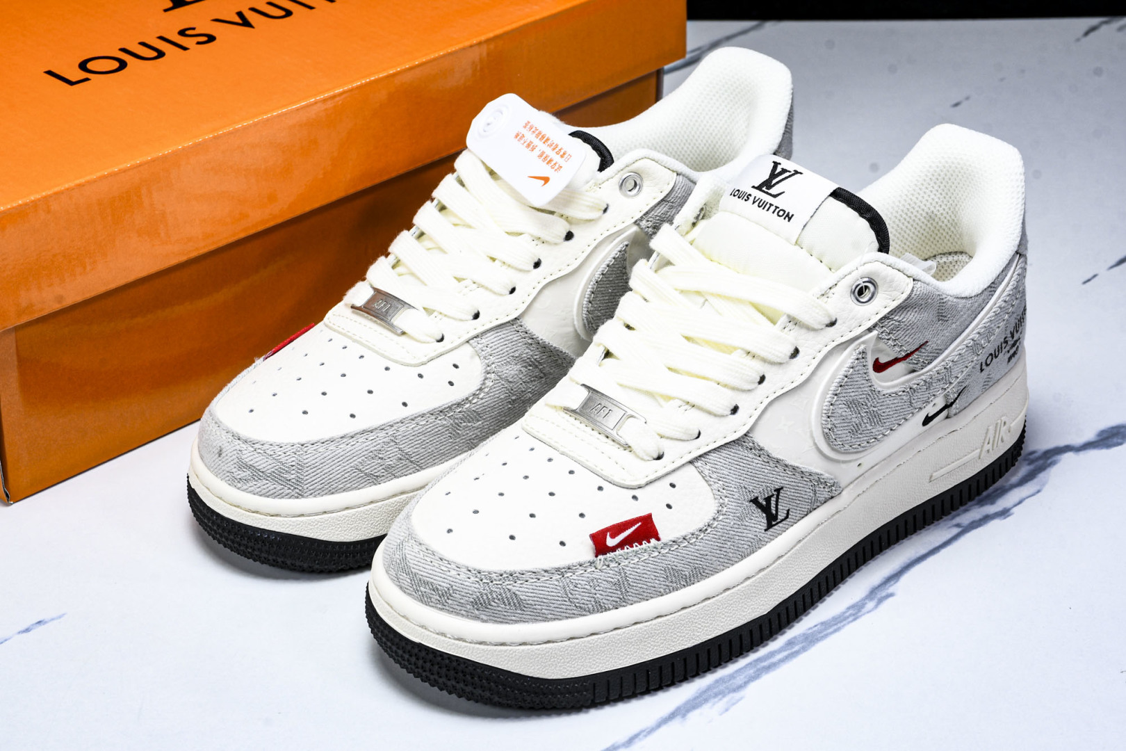 NK Air Force 1'07 Low LV联名 灰牛仔双勾 空军一号低帮休闲板鞋 YX5066-3