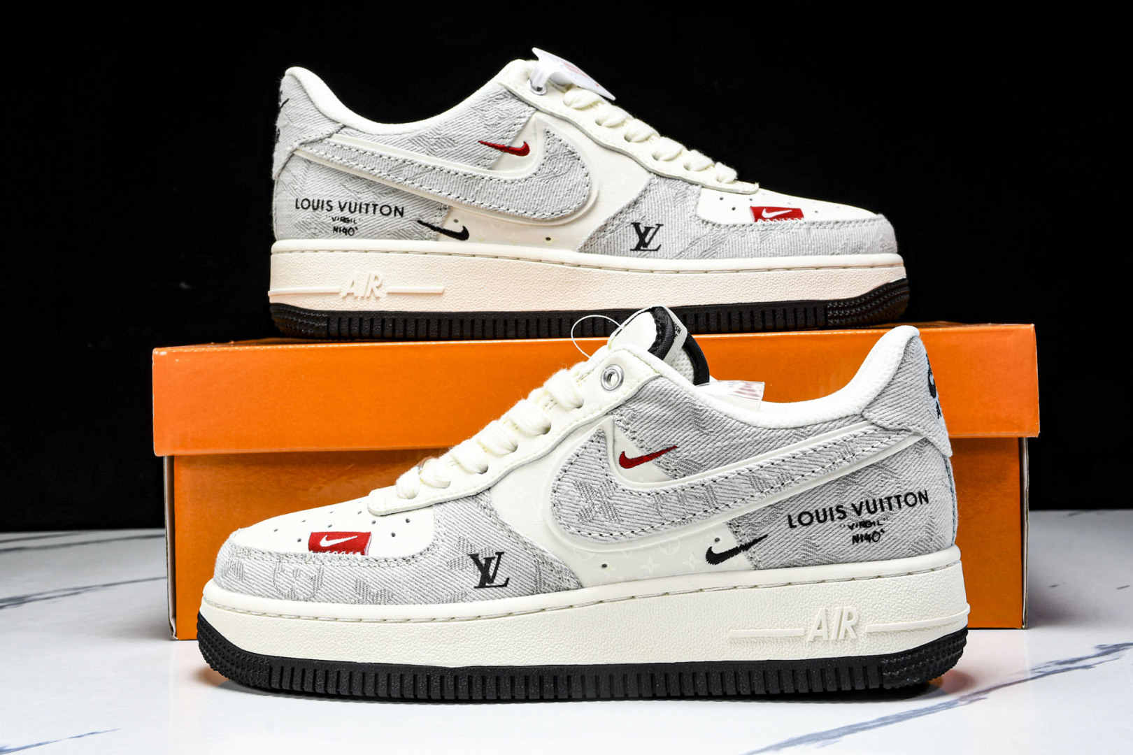 NK Air Force 1'07 Low LV联名 灰牛仔双勾 空军一号低帮休闲板鞋 YX5066-3