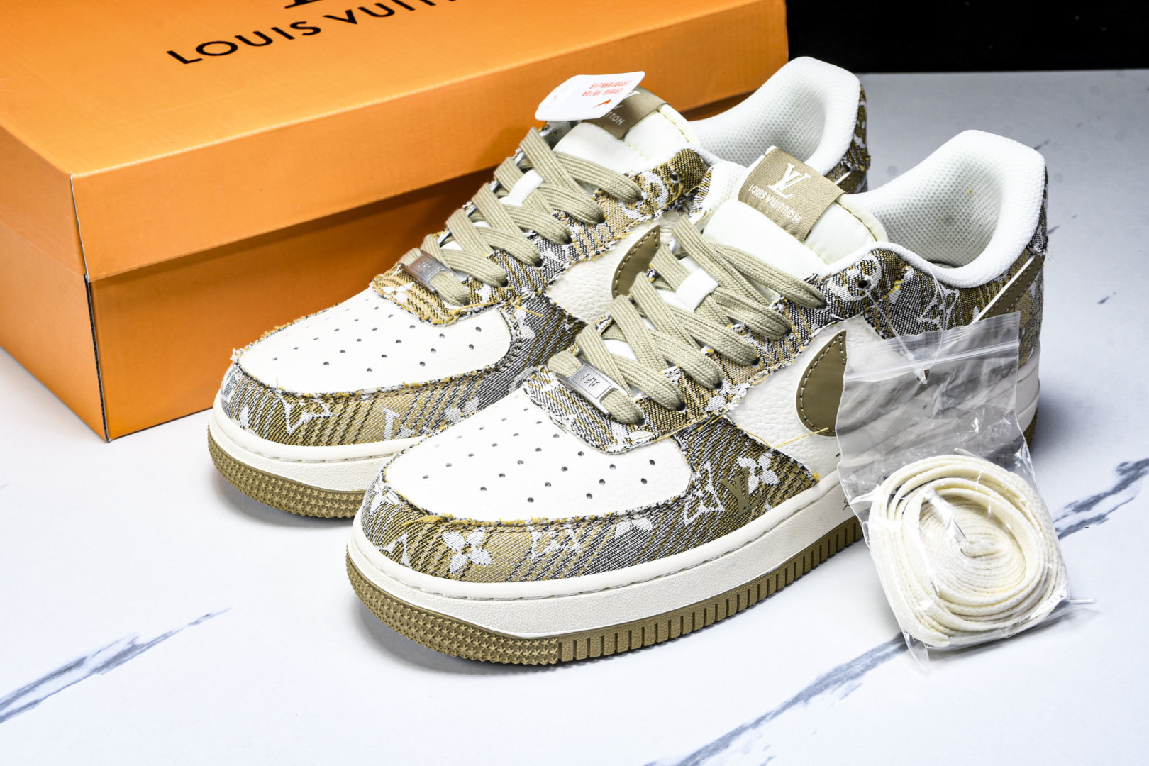 NK Air Force 1'07 Low LV联名 卡其印花牛仔 空军一号低帮休闲板鞋 XS1958-