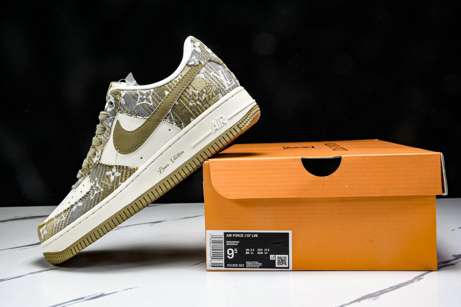 NK Air Force 1'07 Low LV联名 卡其印花牛仔 空军一号低帮休闲板鞋 XS1958-