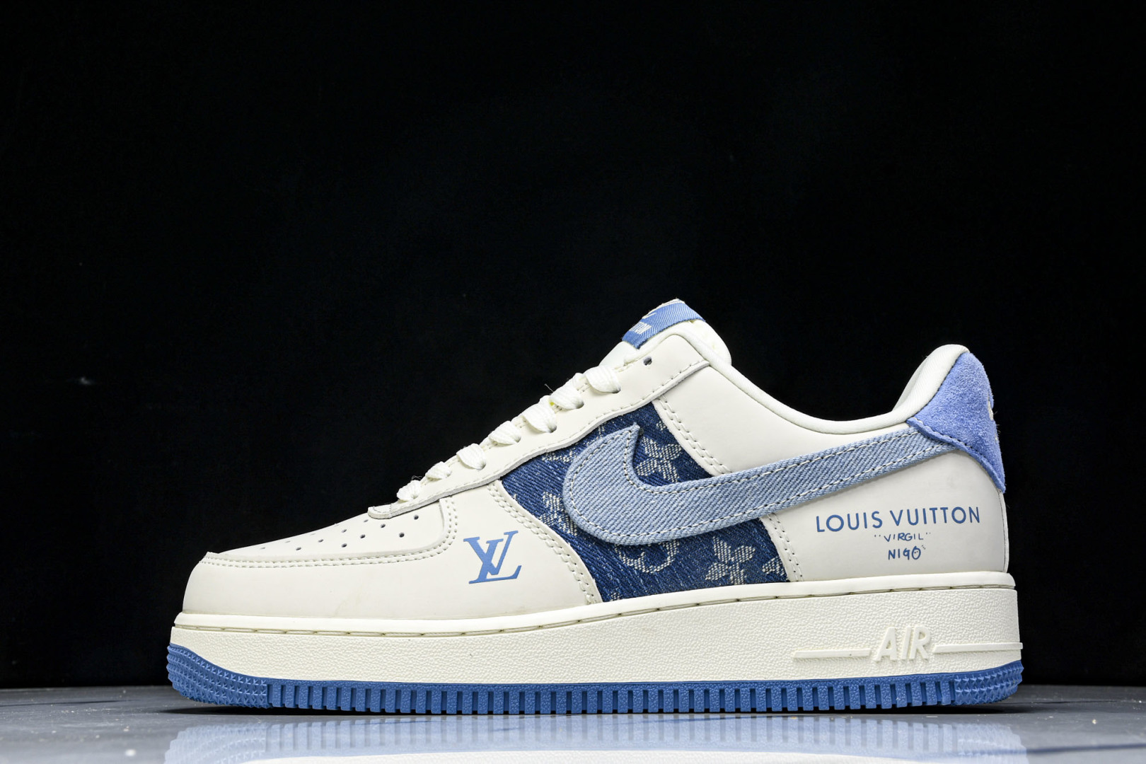 NK Air Force 1'07 Low LV联名 蓝布勾 空军一号低帮休闲板鞋 DF0188-068
