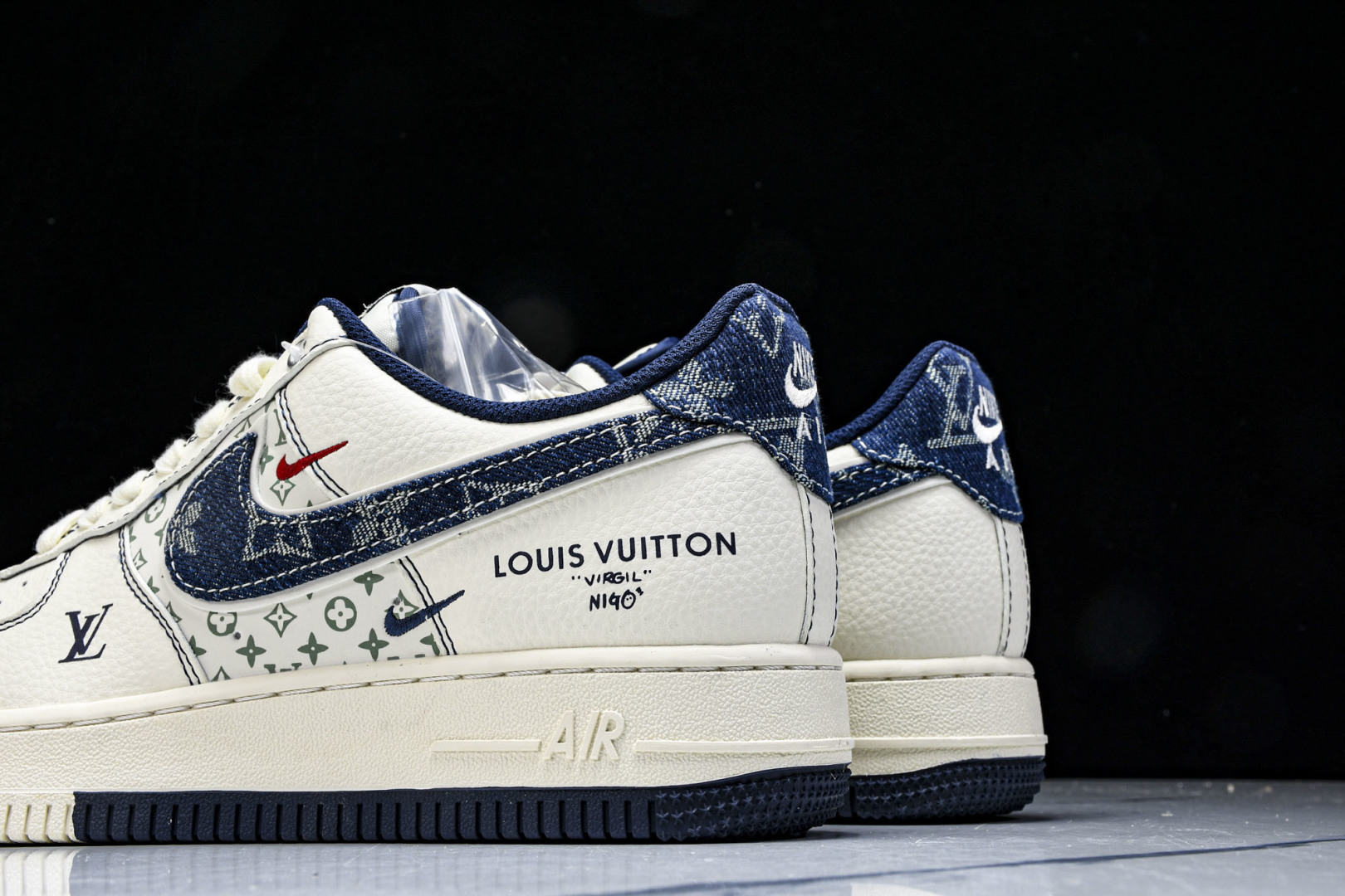 NK Air Force 1'07 Low LV联名 双拼蓝牛仔勾 空军一号低帮休闲板鞋 YX5066-