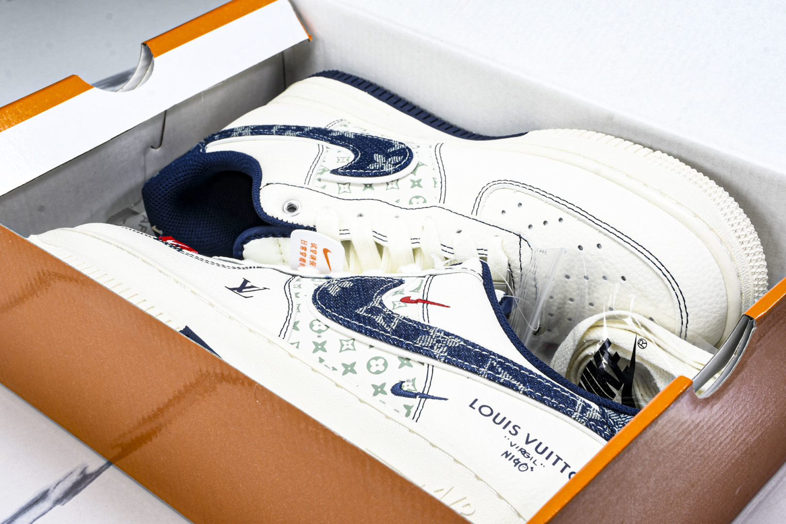 NK Air Force 1'07 Low LV联名 双拼蓝牛仔勾 空军一号低帮休闲板鞋 YX5066-