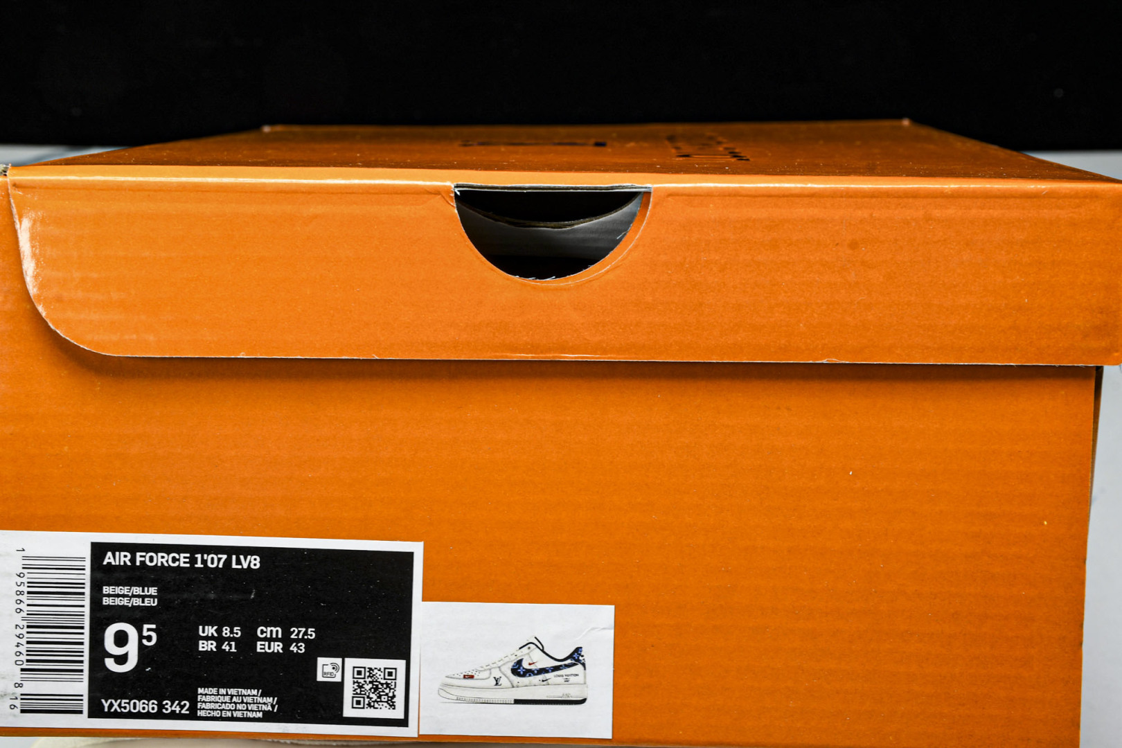 NK Air Force 1'07 Low LV联名 双拼蓝牛仔勾 空军一号低帮休闲板鞋 YX5066-