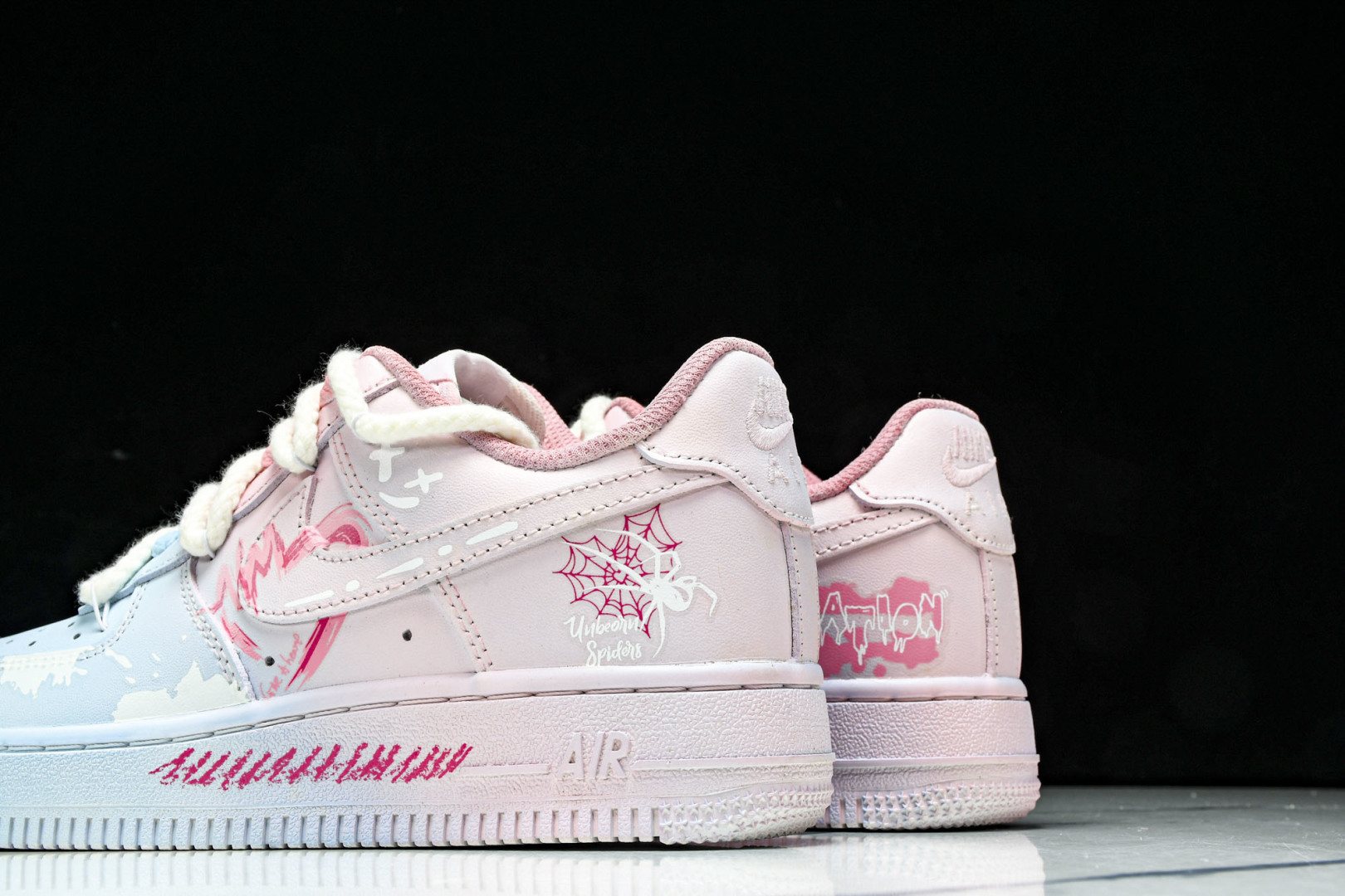 NK Air Force 1'07 Low Purple Butterfly 手绘涂鸦 粉蓝蛛心 空军一