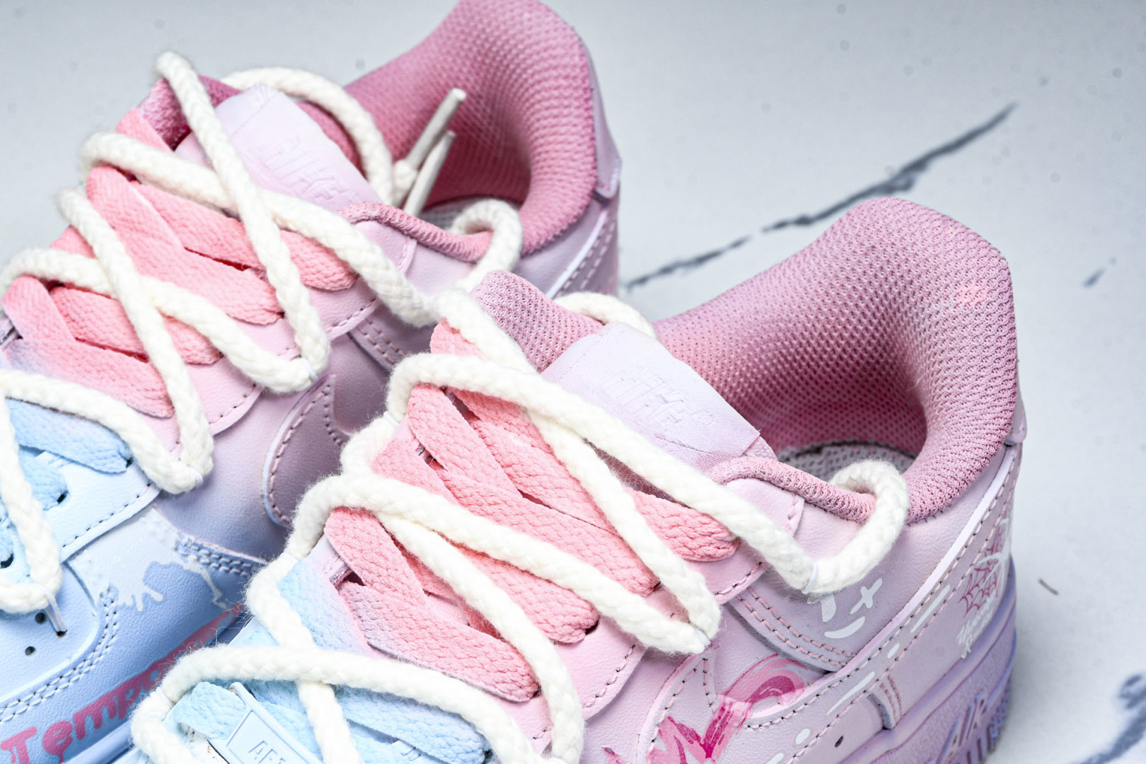 NK Air Force 1'07 Low Purple Butterfly 手绘涂鸦 粉蓝蛛心 空军一