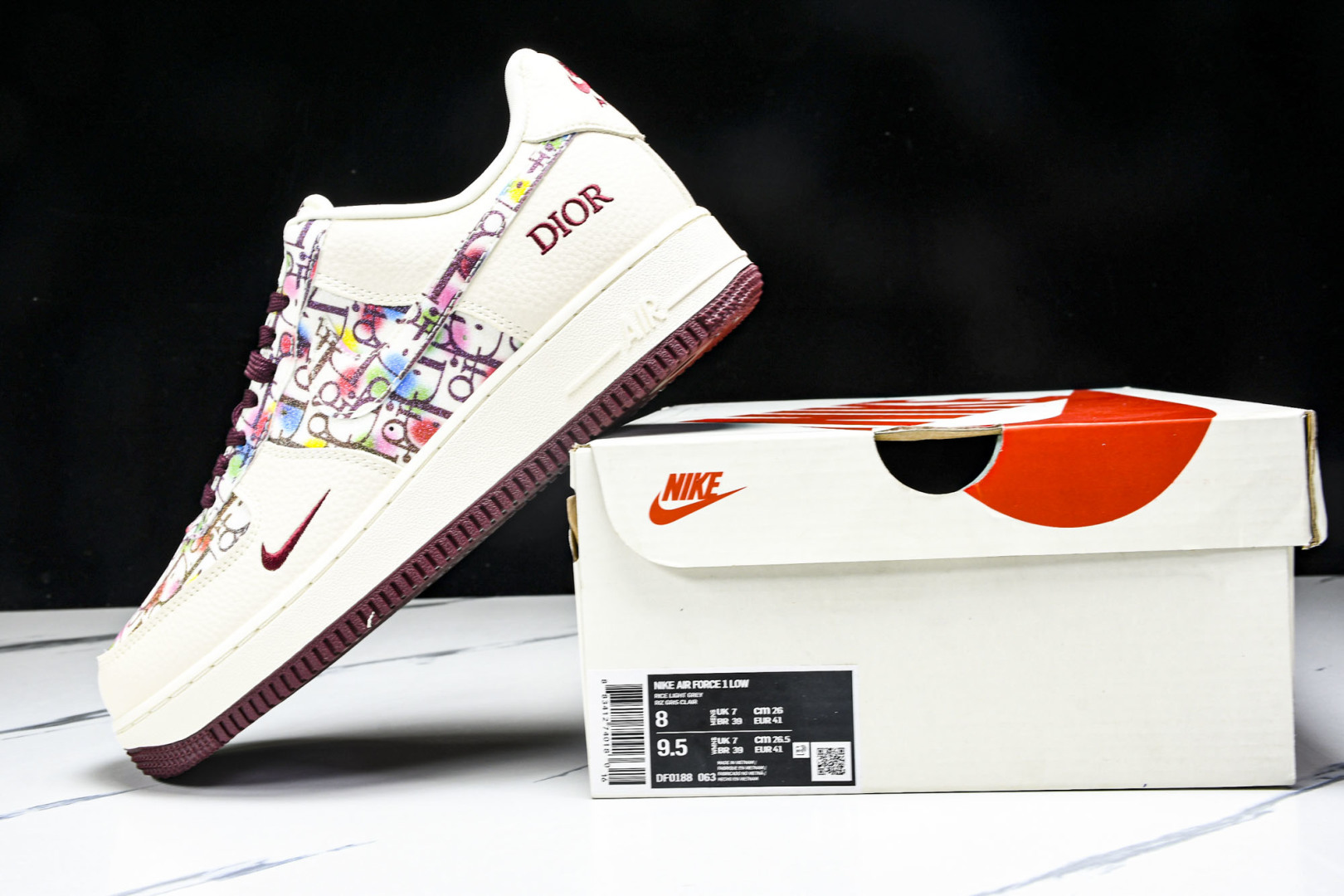 NK Air Force 1'07 Low 迪奥联名 彩色插花 空军一号低帮休闲板鞋 DF0188-06