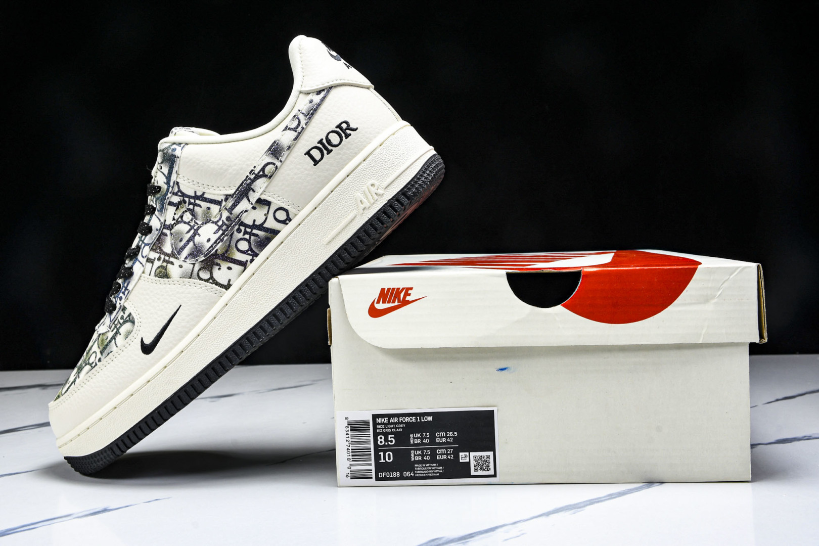 NK Air Force 1'07 Low 迪奥联名 灰色插花 空军一号低帮休闲板鞋 DF0188-06