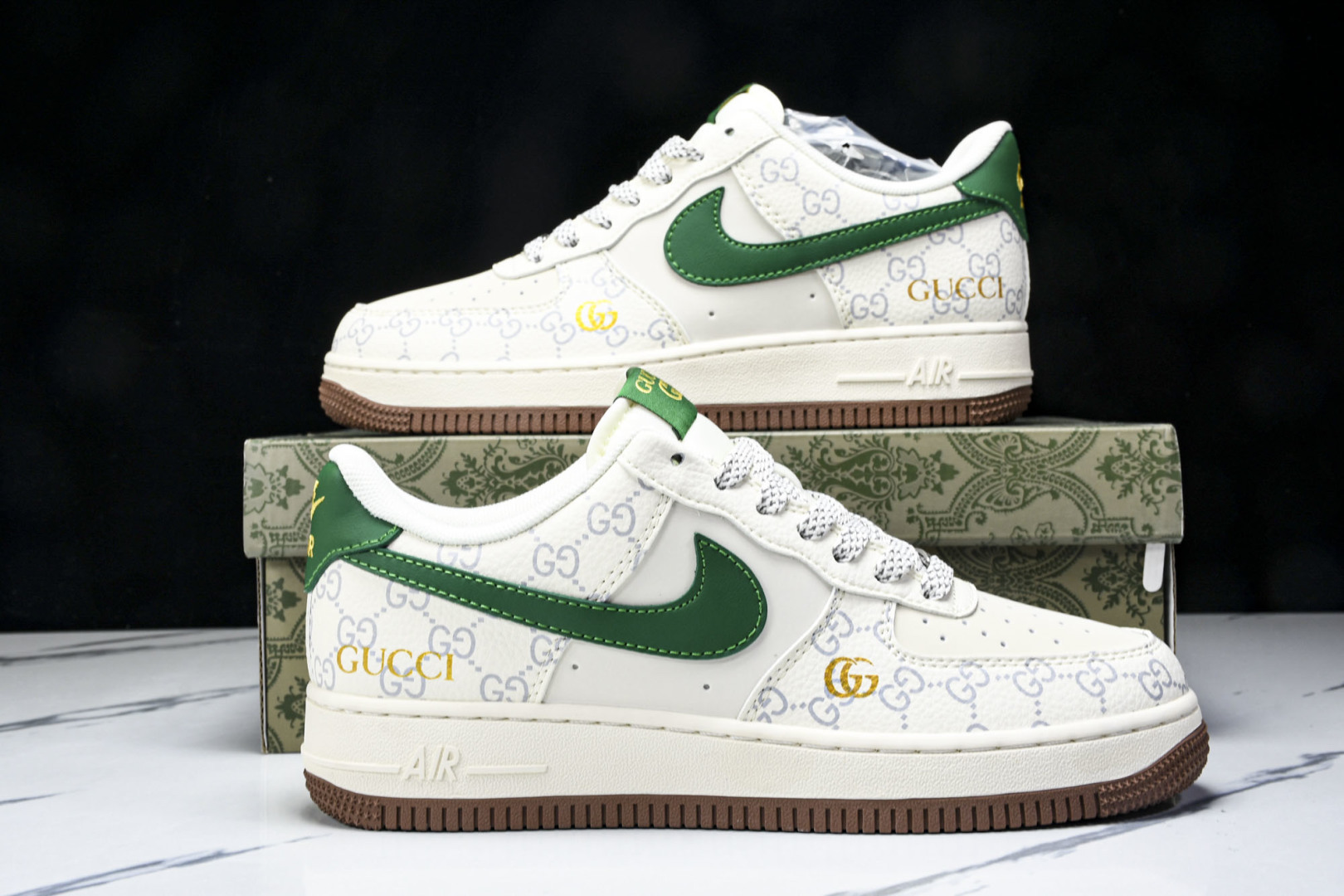 NK Air Force 1'07 Low 古驰联名 棕底绿勾 空军一号低帮休闲板鞋 JJ2508-71