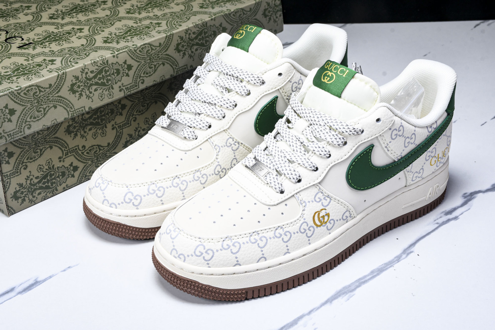 NK Air Force 1'07 Low 古驰联名 棕底绿勾 空军一号低帮休闲板鞋 JJ2508-71