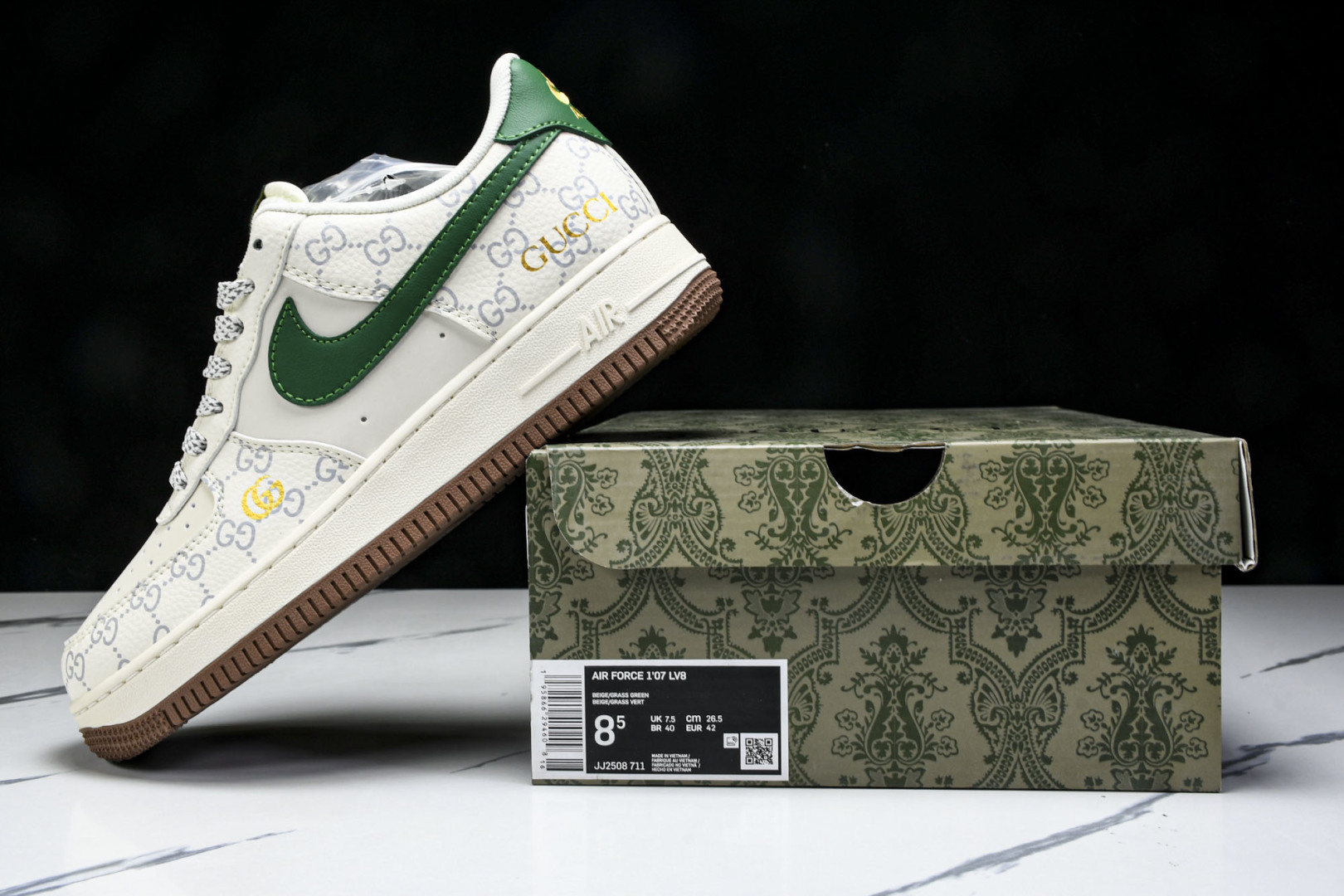 NK Air Force 1'07 Low 古驰联名 棕底绿勾 空军一号低帮休闲板鞋 JJ2508-71