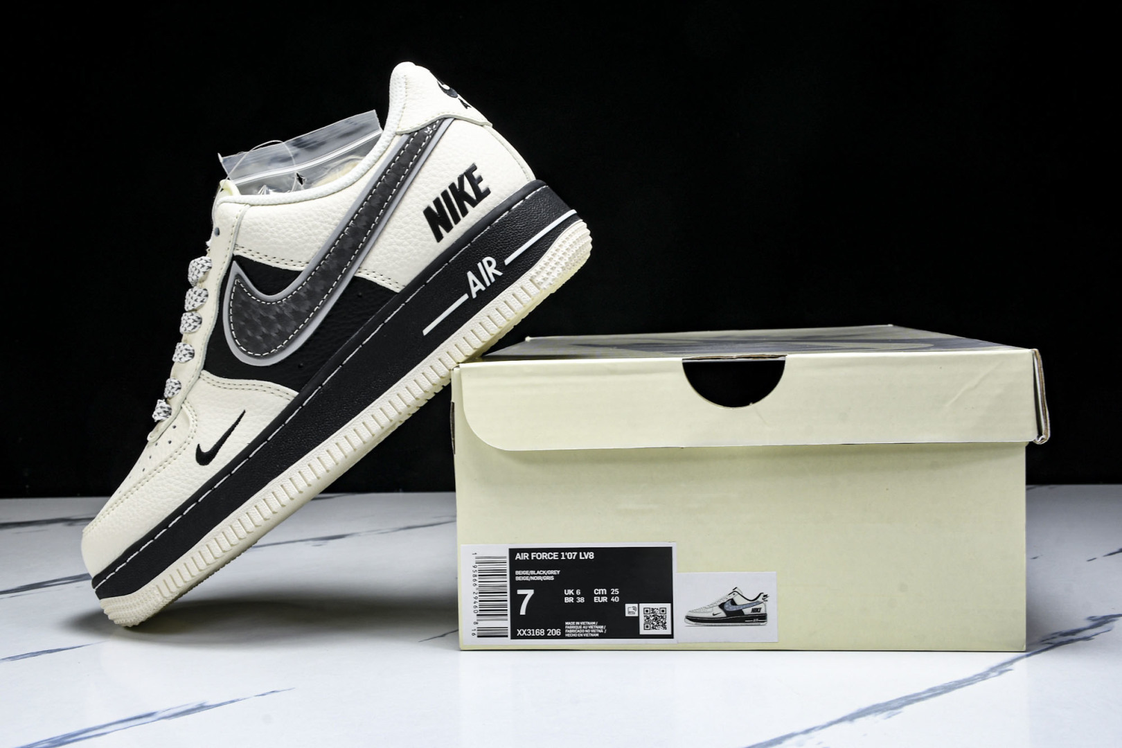 NK Air Force 1'07 Low 联名 双层米黑 空军一号低帮休闲板鞋 XX3168-206 