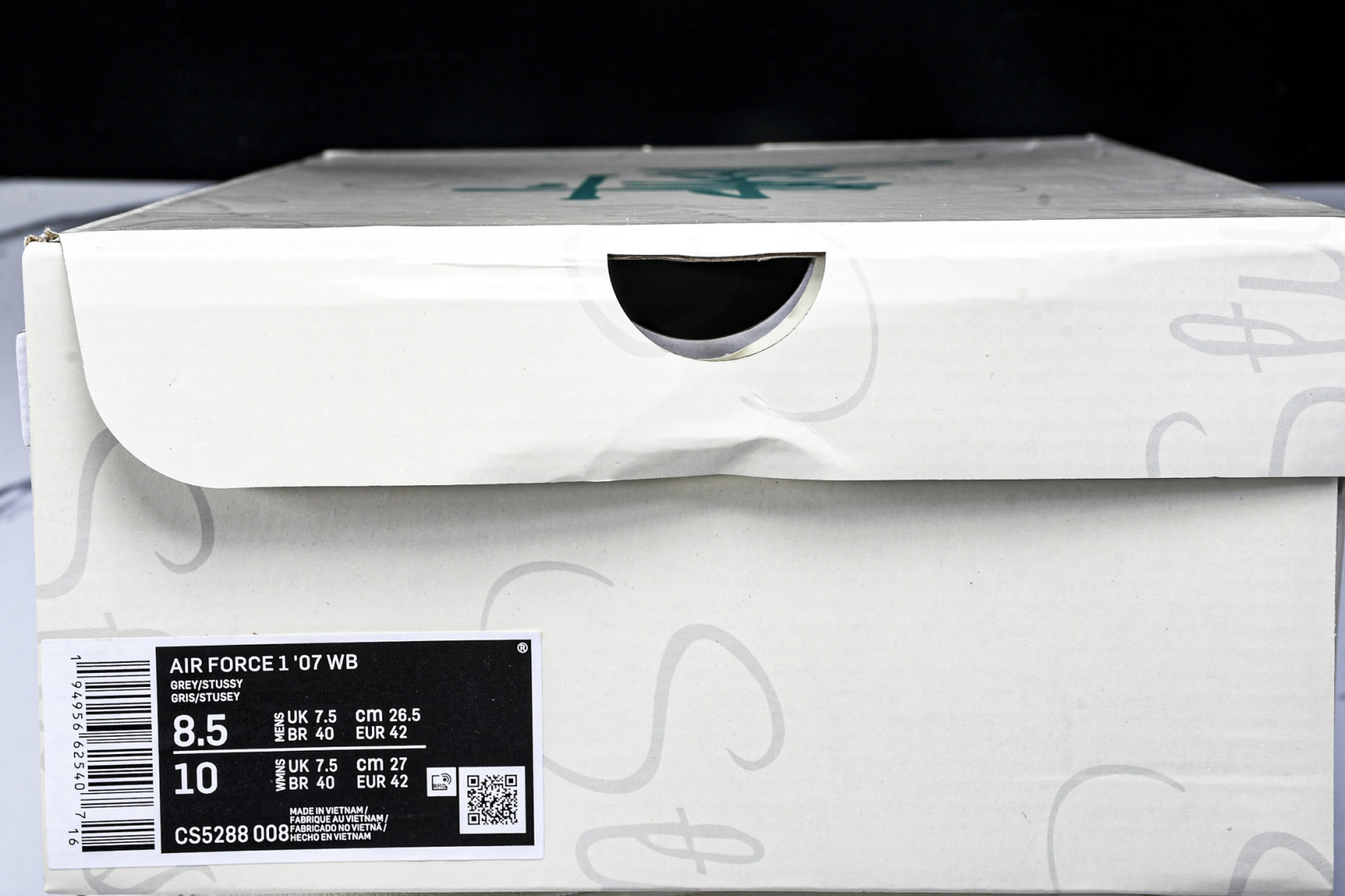 NK Air Force 1'07 Low 斯图西联名 灰勾灰底红标 空军一号低帮休闲板鞋 CS5288