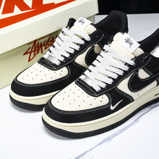 NK Air Force 1'07 Low 斯图西联名 米黑棉麻 空军一号低帮休闲板鞋 XX3168-1 NK Air Force 1'07 Low 斯图西联名 米黑棉麻 空军一号低帮休闲板鞋 XX3168-1