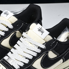 NK Air Force 1'07 Low 斯图西联名 米黑棉麻 空军一号低帮休闲板鞋 XX3168-1 NK Air Force 1'07 Low 斯图西联名 米黑棉麻 空军一号低帮休闲板鞋 XX3168-1