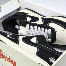 NK Air Force 1'07 Low 斯图西联名 米黑棉麻 空军一号低帮休闲板鞋 XX3168-1 NK Air Force 1'07 Low 斯图西联名 米黑棉麻 空军一号低帮休闲板鞋 XX3168-1
