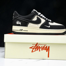 NK Air Force 1'07 Low 斯图西联名 米黑棉麻 空军一号低帮休闲板鞋 XX3168-1 NK Air Force 1'07 Low 斯图西联名 米黑棉麻 空军一号低帮休闲板鞋 XX3168-1