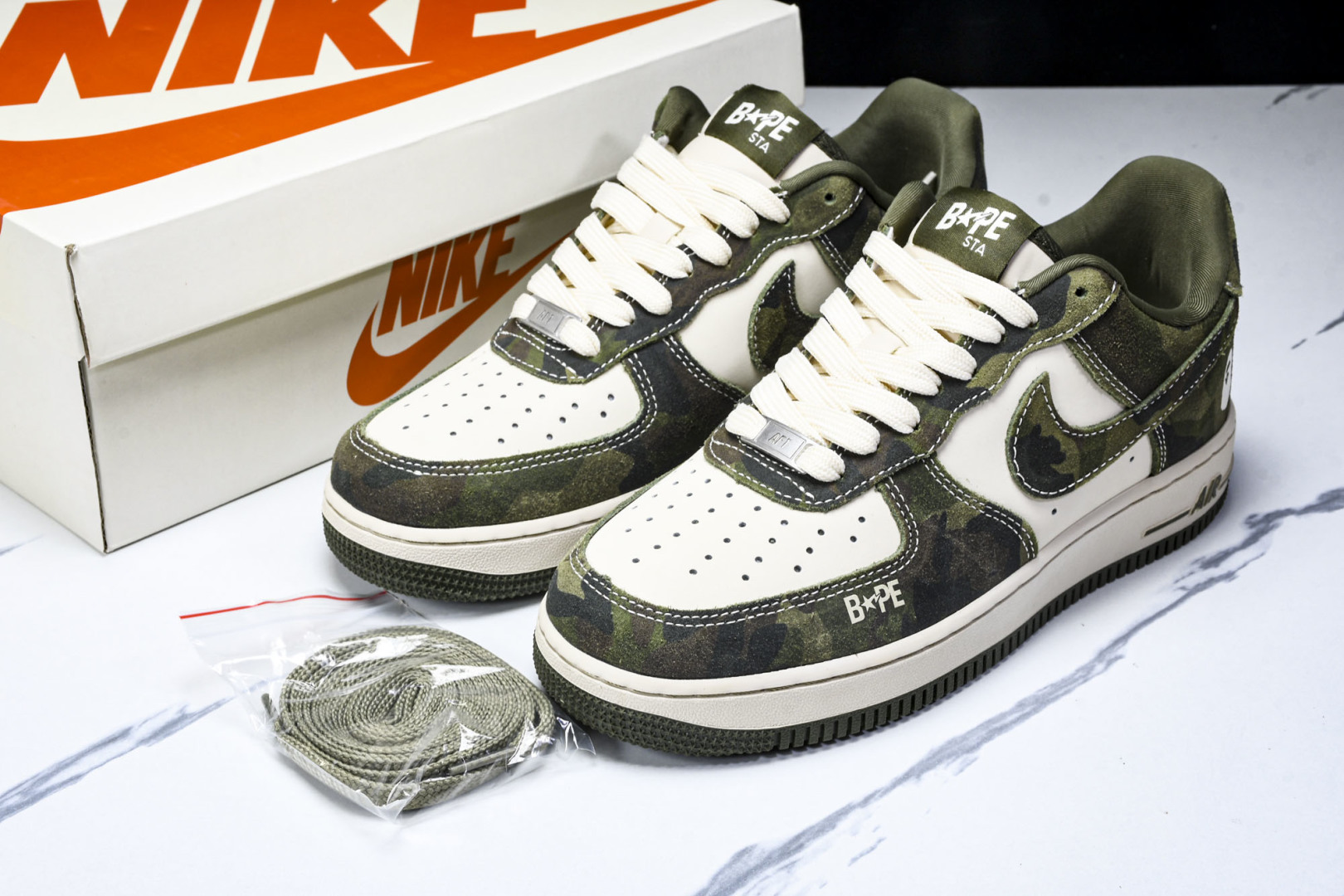  Nk Air Force 1'07 Low Bape联名-丛林迷彩 空军一号 低帮休闲板鞋 CH633