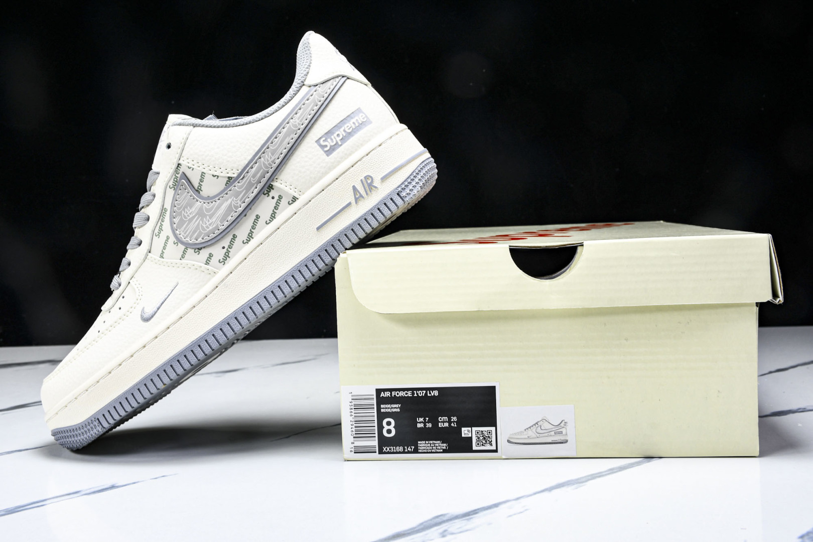  NK Air Air Force 1'07 Low Supreme联名 米灰多重勾 空军一号低帮休闲板
