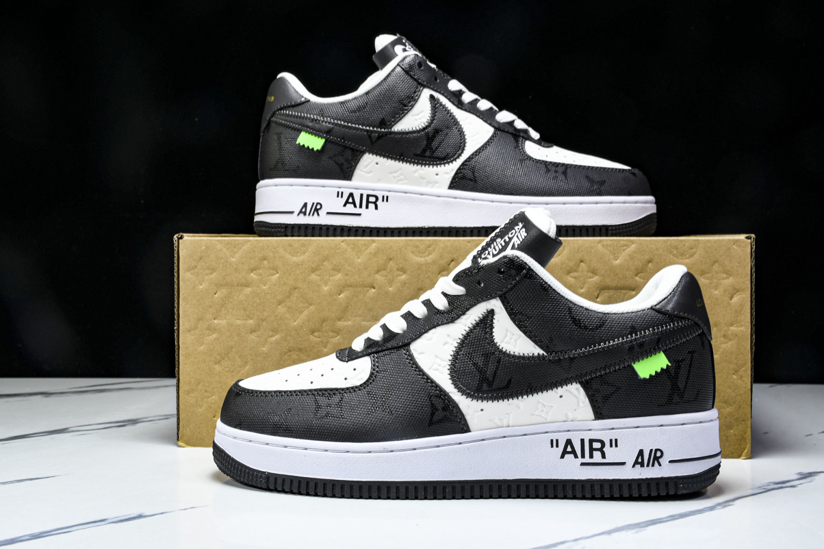  NK Air Force 1 '07 Low X LV TRAINER SNEAKER 联名 黑白印花