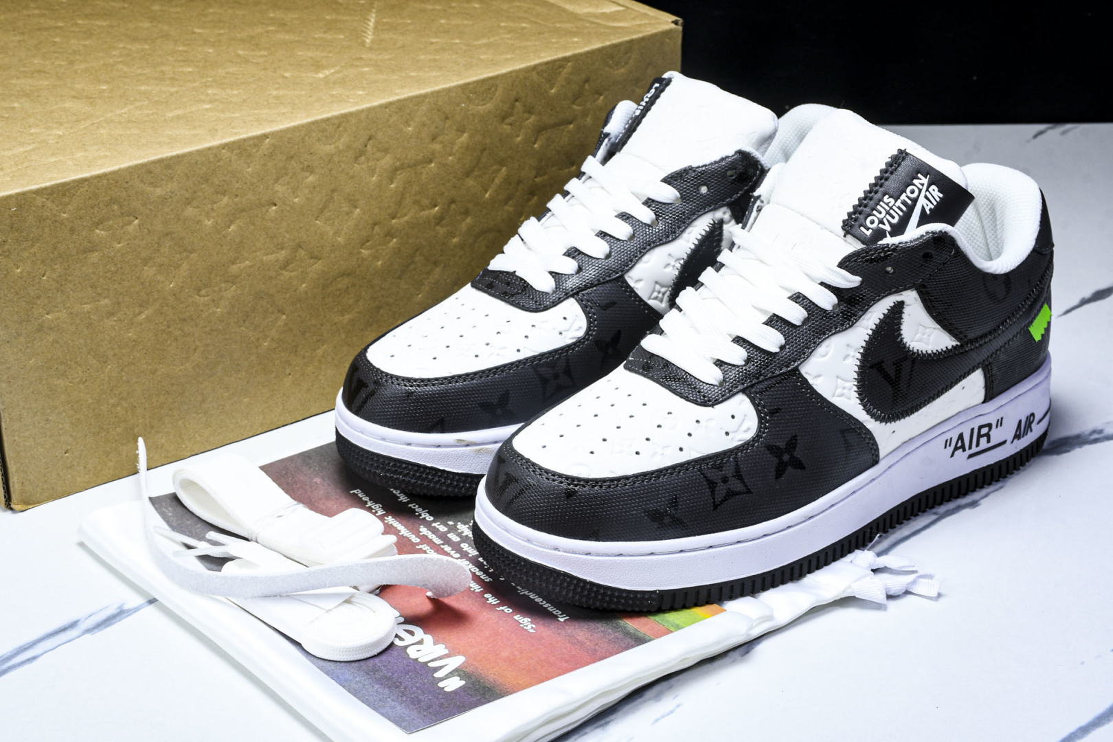  NK Air Force 1 '07 Low X LV TRAINER SNEAKER 联名 黑白印花