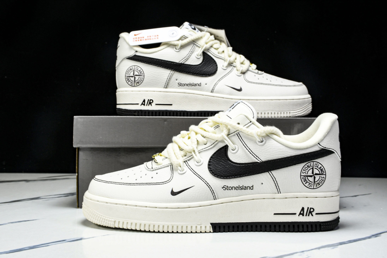  NK Air Force 1‘07 Low  米白绑带黑小勾 空军一号低帮休闲板鞋 GS9875-00