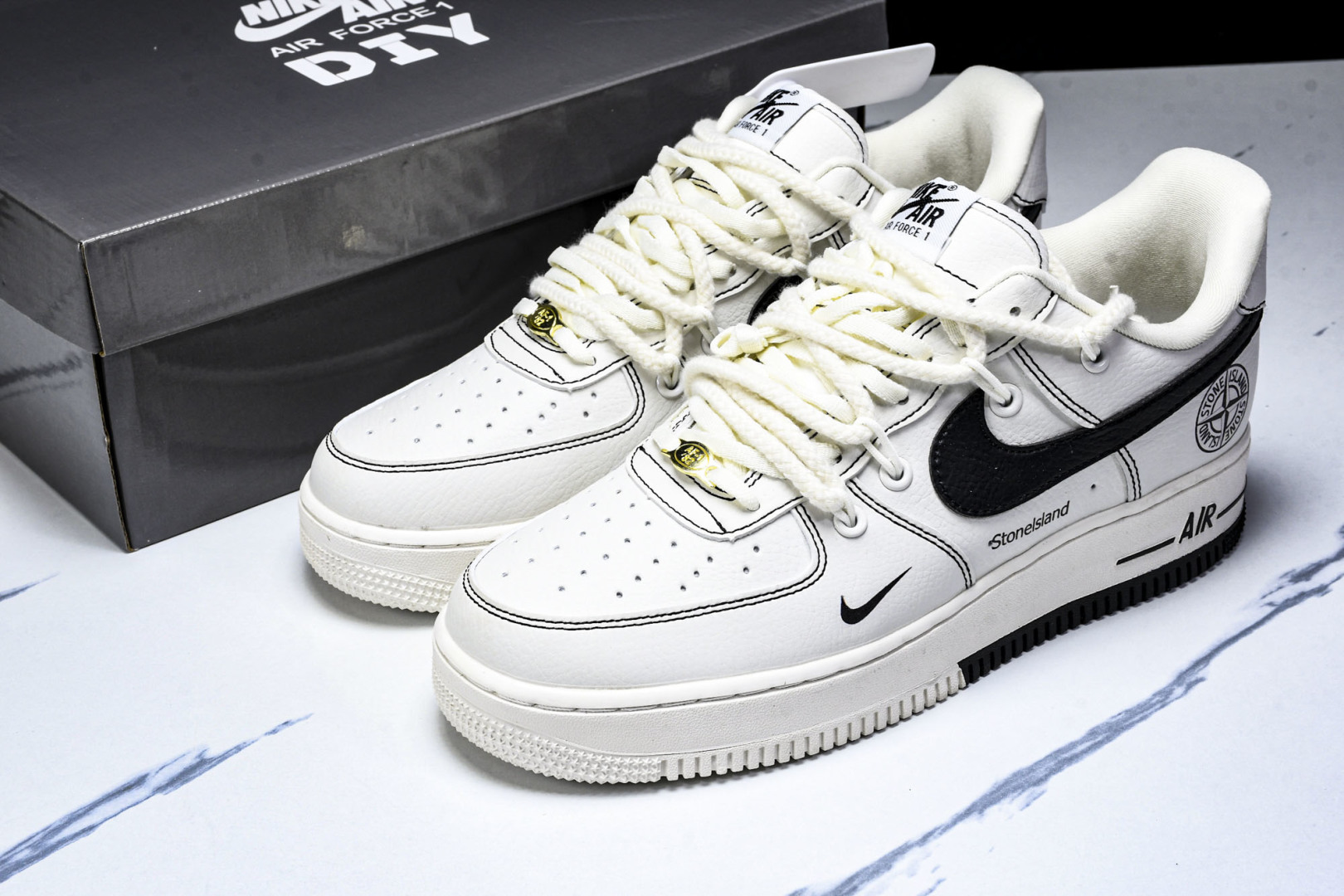  NK Air Force 1‘07 Low  米白绑带黑小勾 空军一号低帮休闲板鞋 GS9875-00