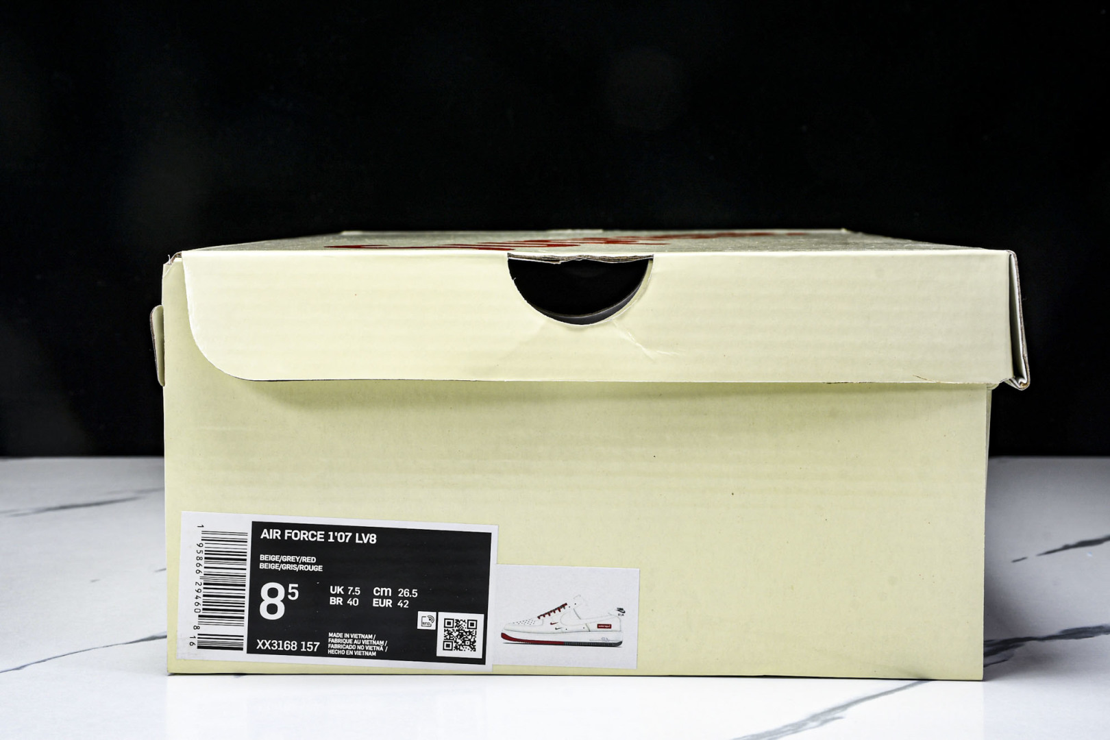 NK Air Force 1'07  Supreme 联名 米白红 货号：XX3168 157 尺寸36