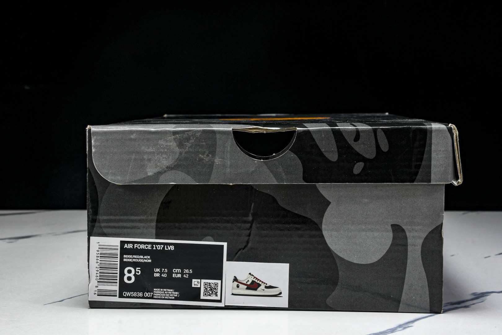 NK Air Force 1'07 Low Bape联名 米黑拼接酒红 空军一号低帮休闲板鞋 QW583