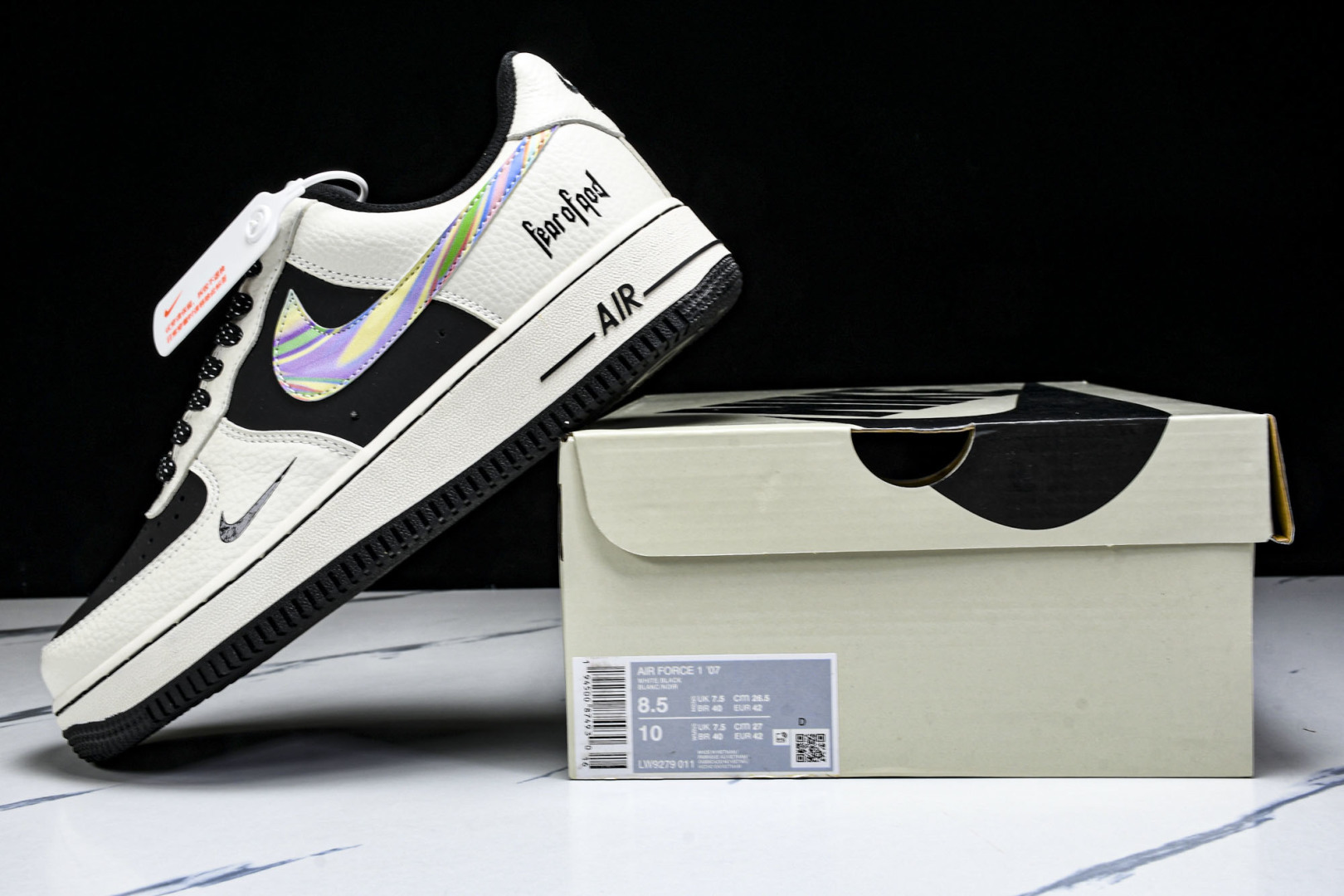 NK Air Force 1'07 Low Fod联名 白灰七彩勾 空军一号低帮休闲板鞋 LW9279-