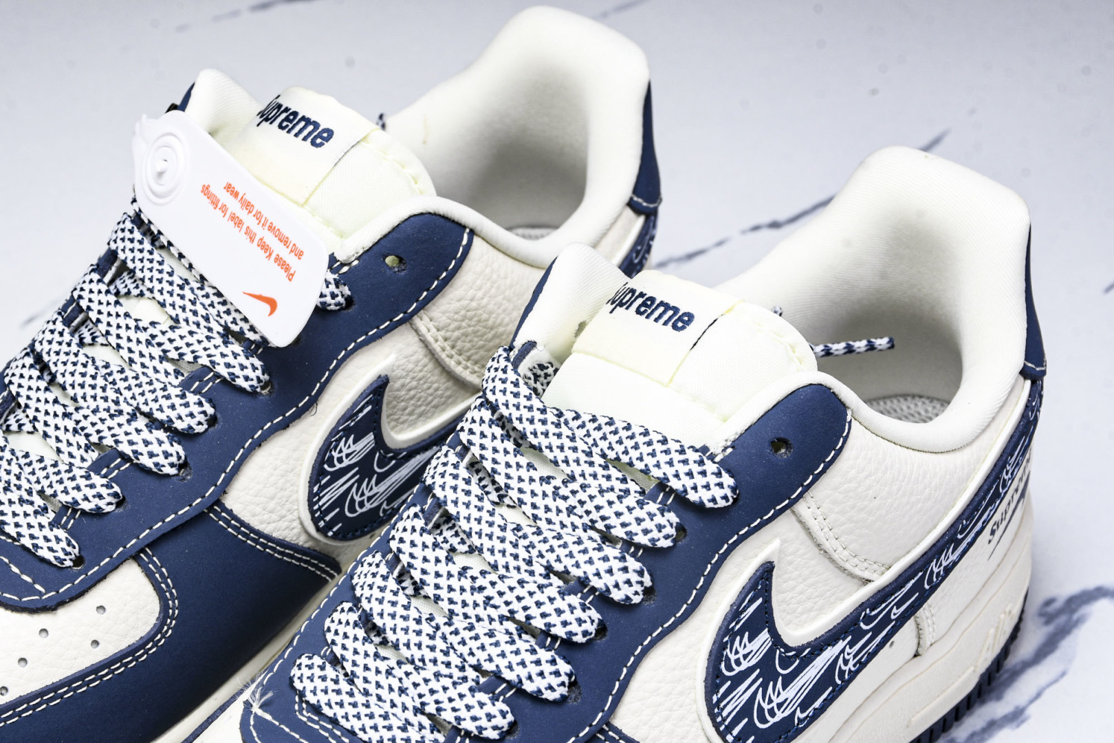 NK Air Force 1'07 Low LV联名 花布蓝勾 空军一号低帮休闲板鞋 DF0188-06