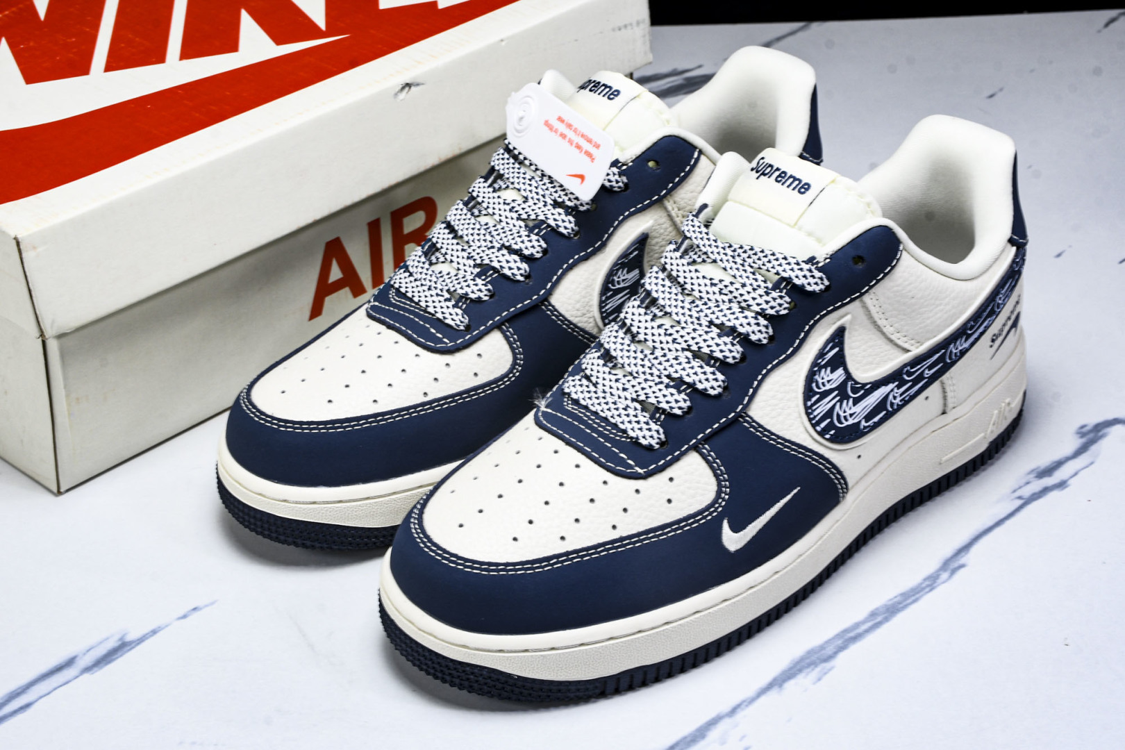 NK Air Force 1'07 Low LV联名 花布蓝勾 空军一号低帮休闲板鞋 DF0188-06