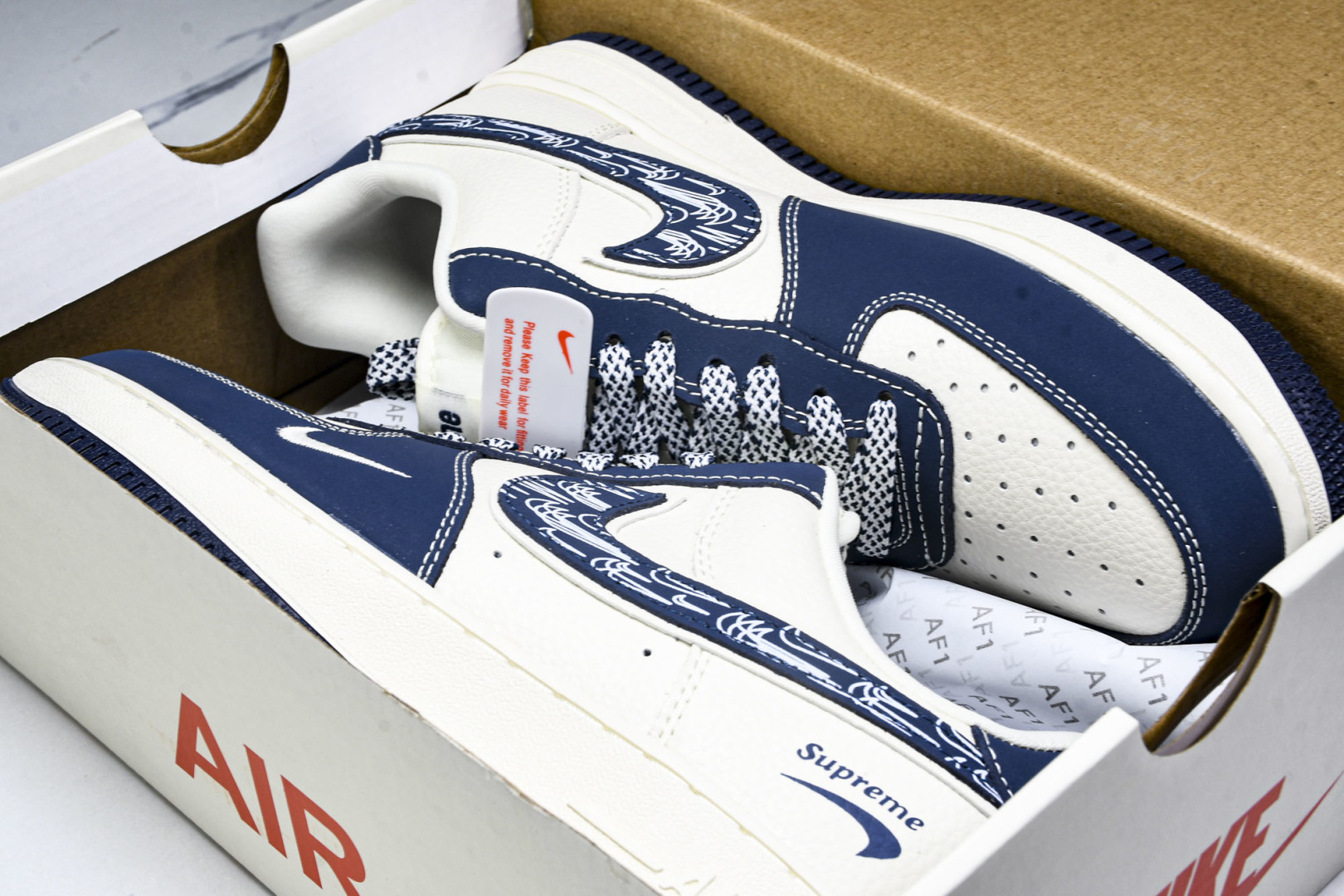 NK Air Force 1'07 Low LV联名 花布蓝勾 空军一号低帮休闲板鞋 DF0188-06