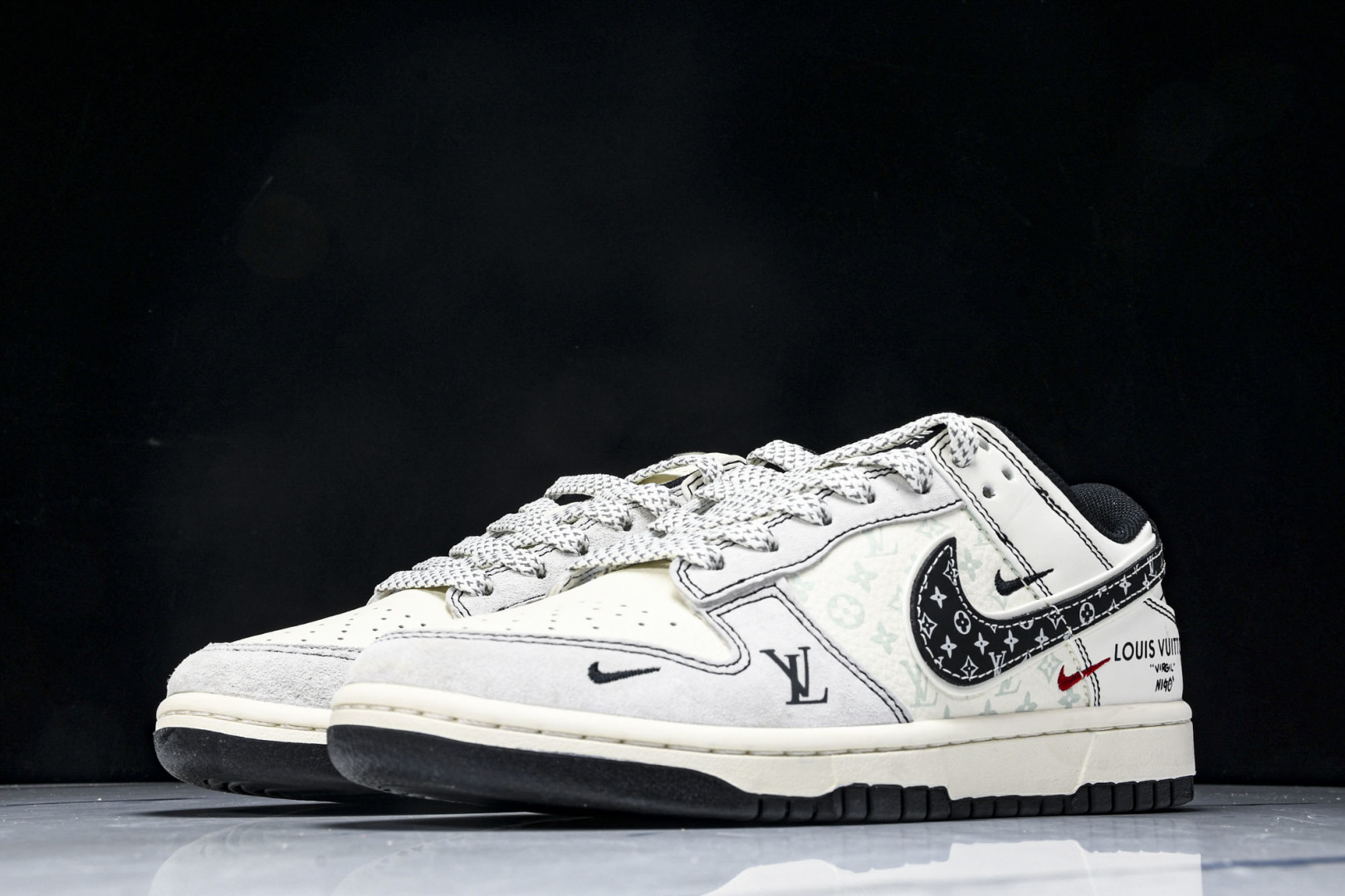  Nike SB Dunk Low LV联名 黑勾印花 周年高端定制 低帮休闲板鞋 YX5066-365