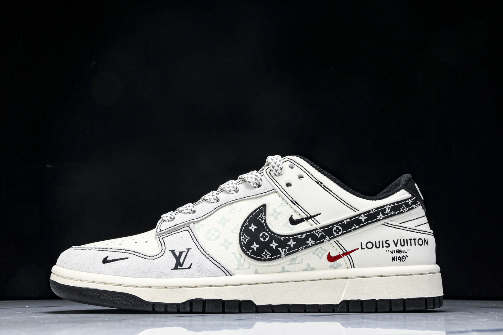  Nike SB Dunk Low LV联名 黑勾印花 周年高端定制 低帮休闲板鞋 YX5066-365