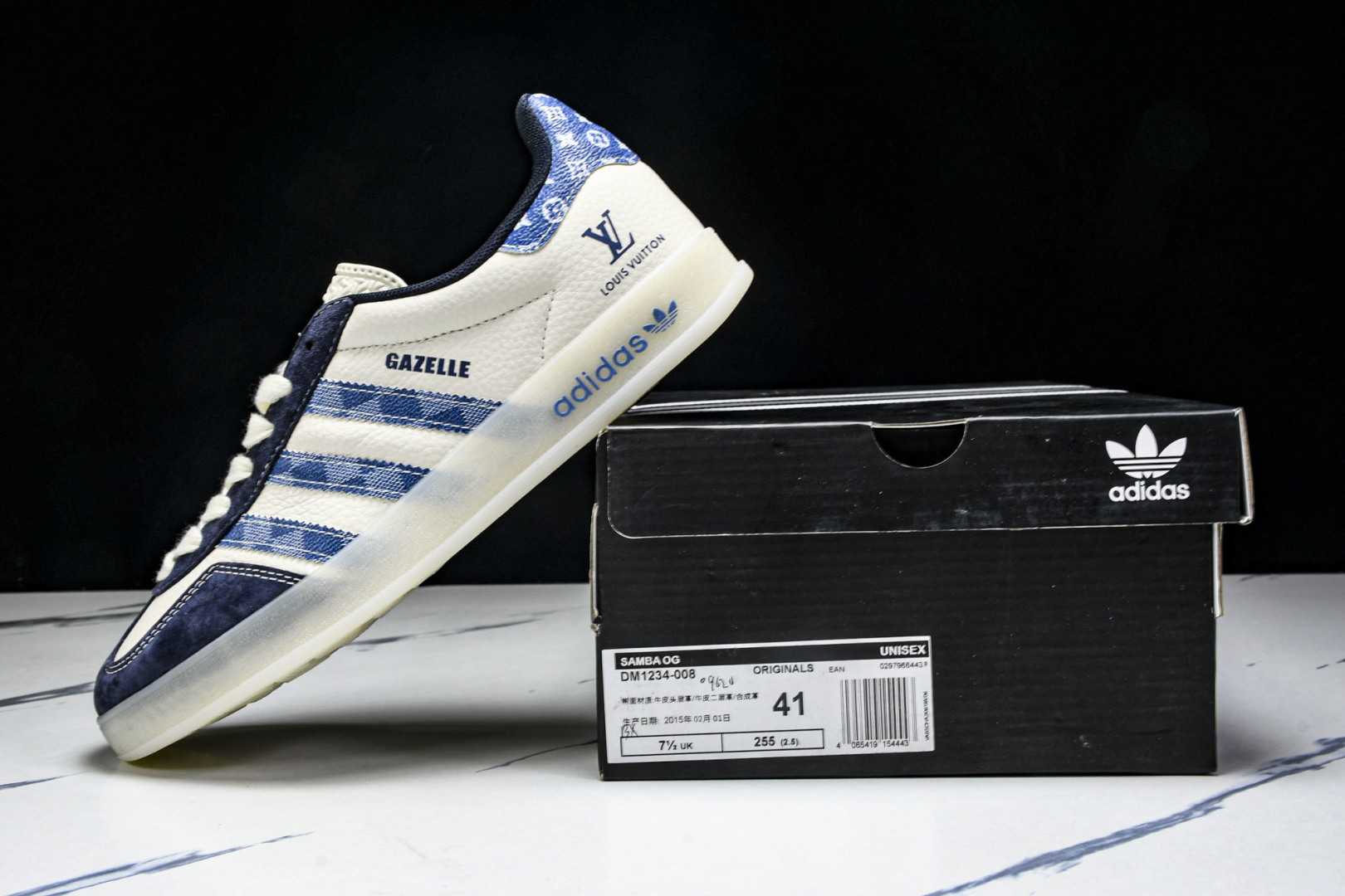  AD Originals Gazelle INdoor x Louis Vuitton 白蓝 DM12