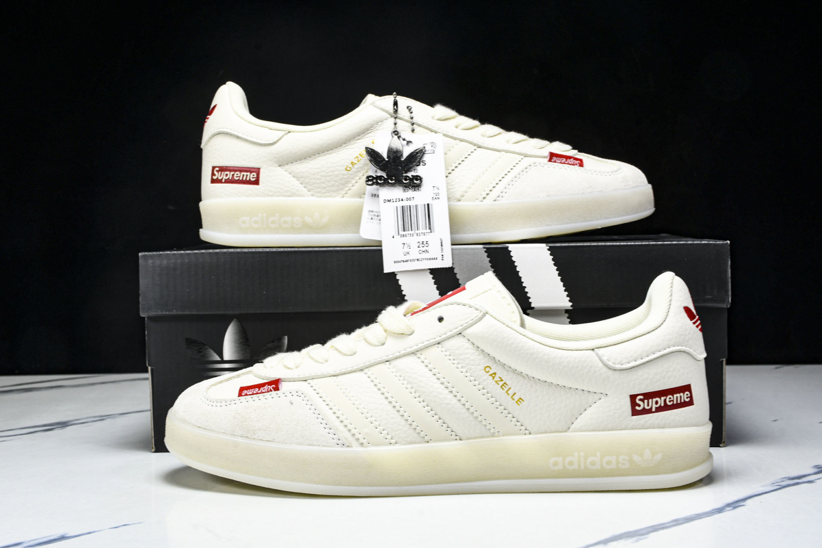  AD Originals Gazelle INdoor x Supreme 白红 DM1234 007