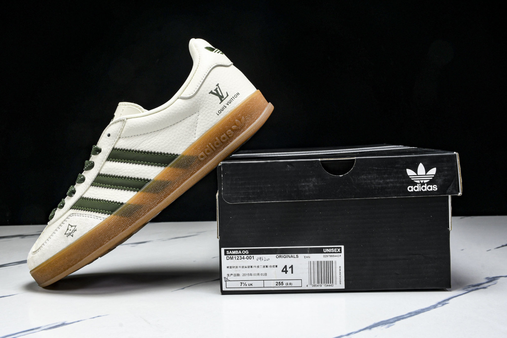  AD originals Samba OG x Louis Vuitton 米白绿生胶 DM1234 