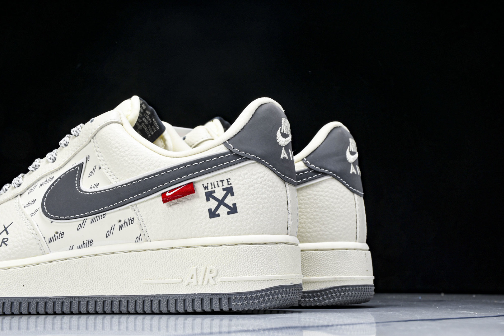    nk Air Force 1'07 Low OFF-WHITE联名 米灰英文反光 空军一号低帮休闲