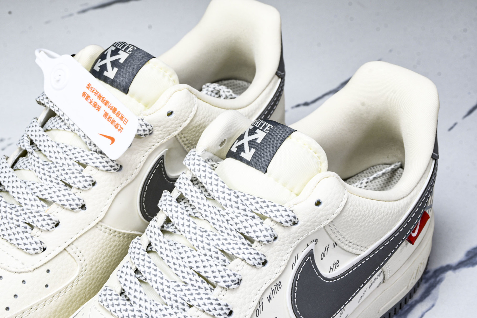    nk Air Force 1'07 Low OFF-WHITE联名 米灰英文反光 空军一号低帮休闲