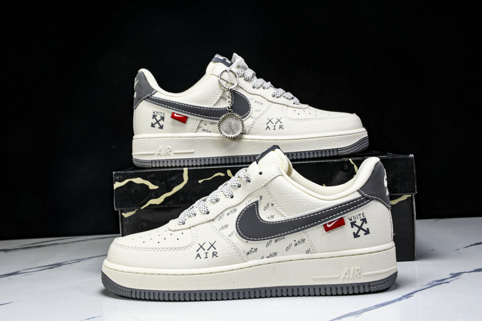   nk Air Force 1'07 Low OFF-WHITE联名 米灰英文反光 空军一号低帮休闲