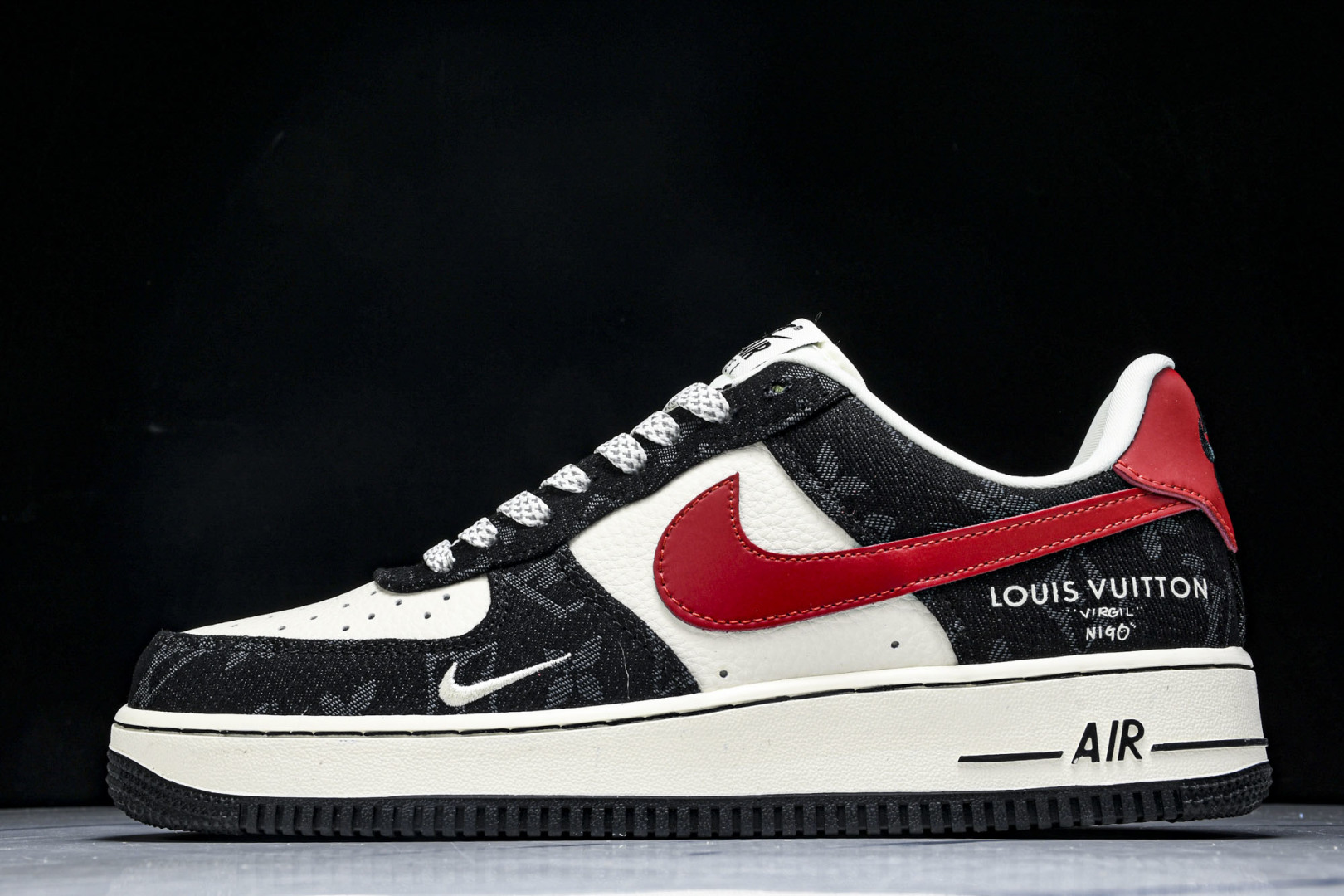   nk Air Force 1'07 Low LV联名 白红黑牛仔 空军一号低帮休闲板鞋 ZD1988