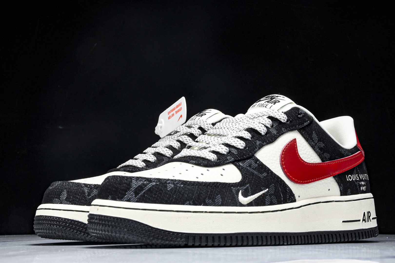   nk Air Force 1'07 Low LV联名 白红黑牛仔 空军一号低帮休闲板鞋 ZD1988