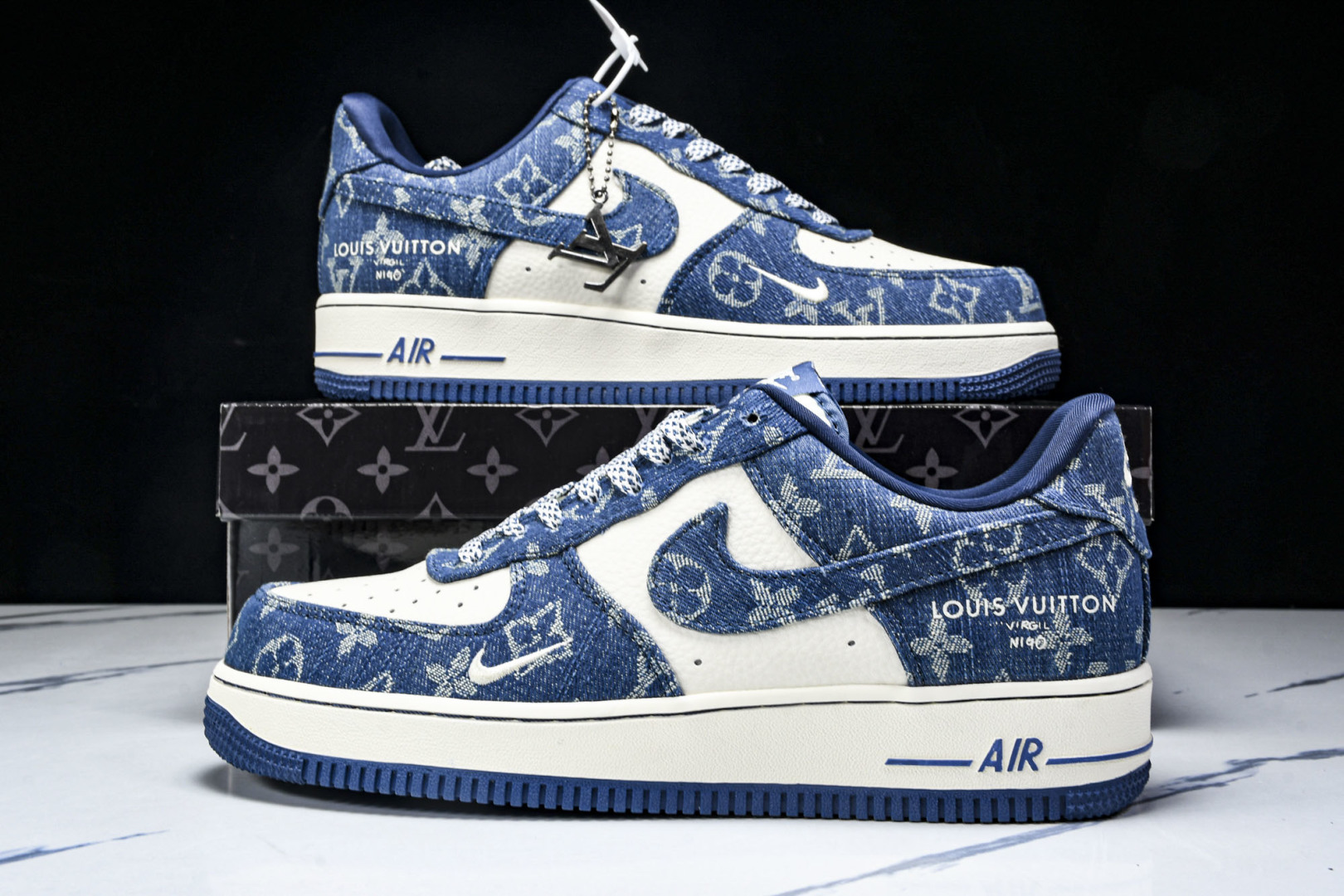   nk Air Force 1'07 Low LV联名 蓝色牛仔 空军一号低帮休闲板鞋 ZD1988-